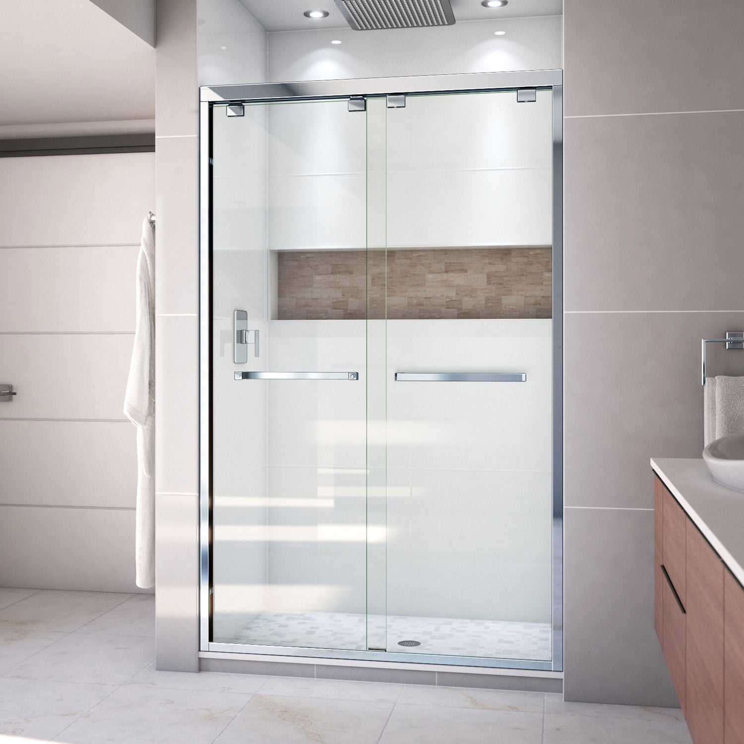 DreamLine Encore 44-48 in. W x 76 in. H Semi-Frameless Bypass Shower Door in Chrome