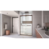 DreamLine Encore 34 in. D x 48 in. W x 78 3/4 in. H Bypass Shower Door in Oil Rubbed Bronze and Center Drain Biscuit Base Kit