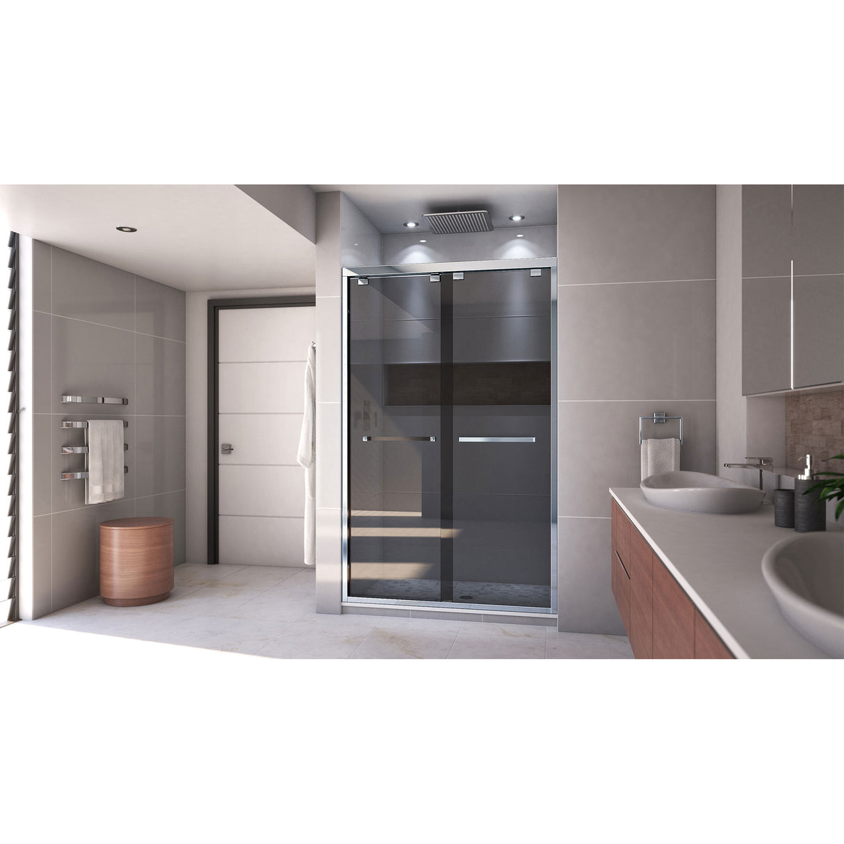 DreamLine Encore 44-48 in. W x 76 in. H Semi-Frameless Bypass Sliding Shower Door in Chrome and Gray Glass