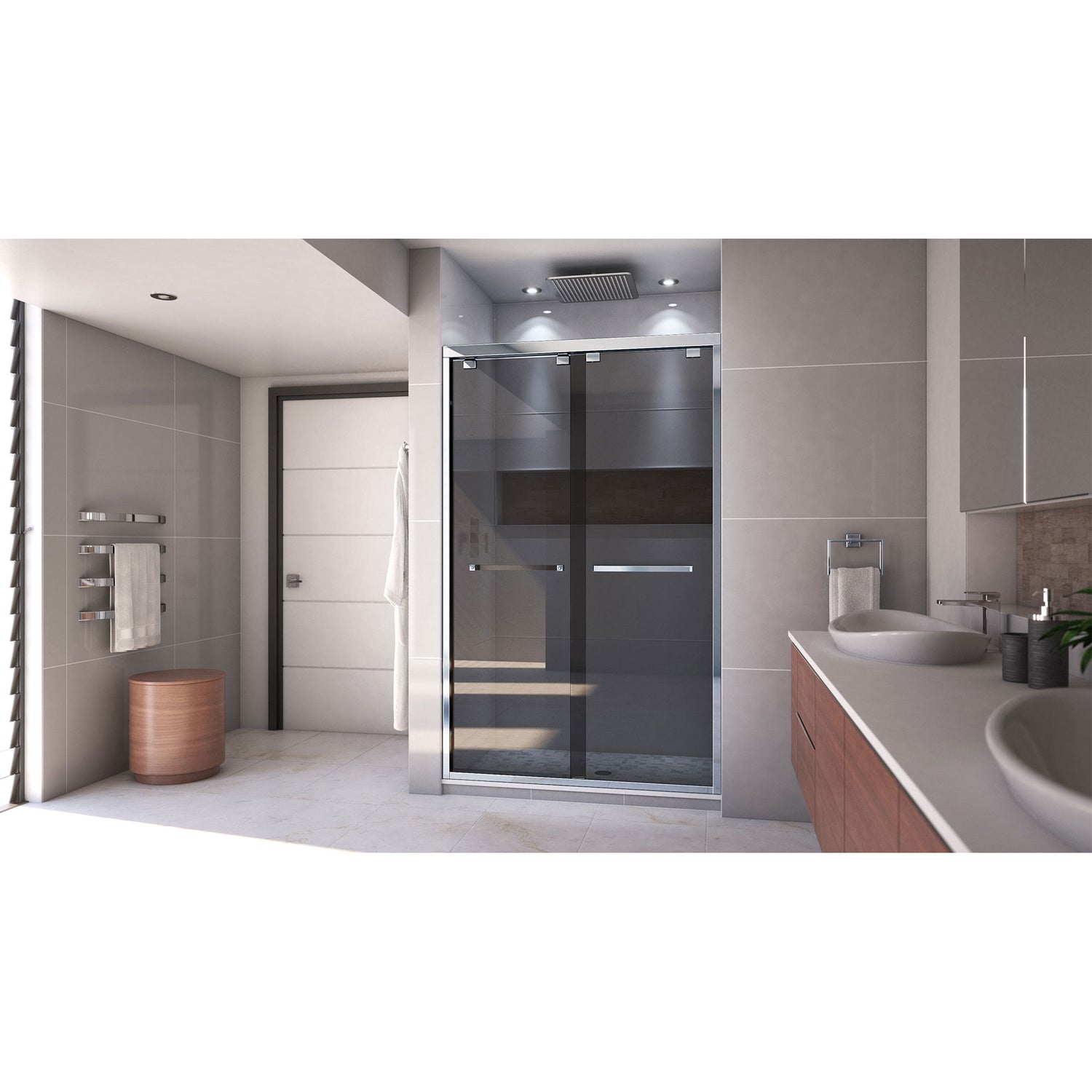 DreamLine Encore 44-48 in. W x 76 in. H Semi-Frameless Bypass Sliding Shower Door in Chrome and Gray Glass