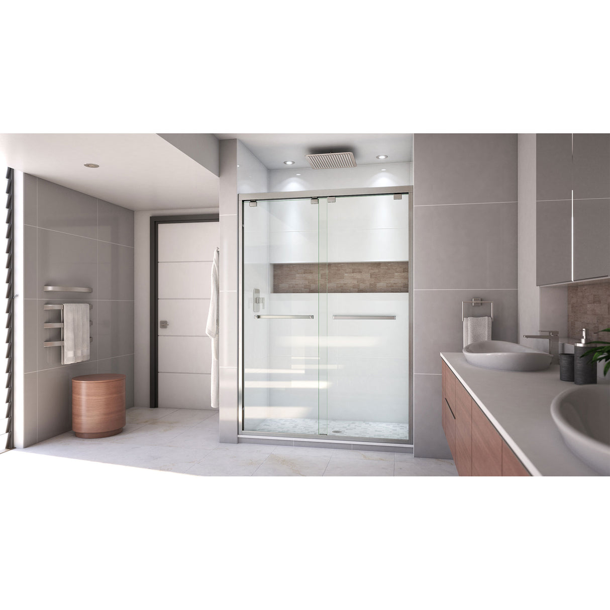 DreamLine Encore 50-54 in. W x 76 in. H Semi-Frameless Bypass Shower Door in Brushed Nickel