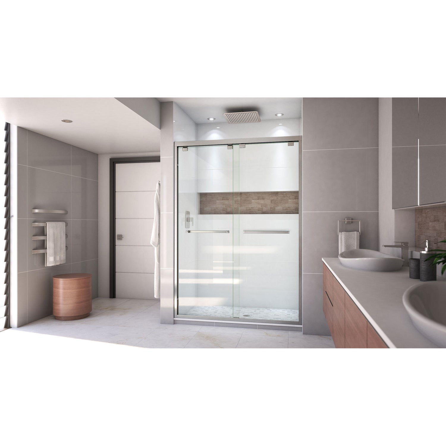 DreamLine Encore 50-54 in. W x 76 in. H Semi-Frameless Bypass Shower Door in Brushed Nickel