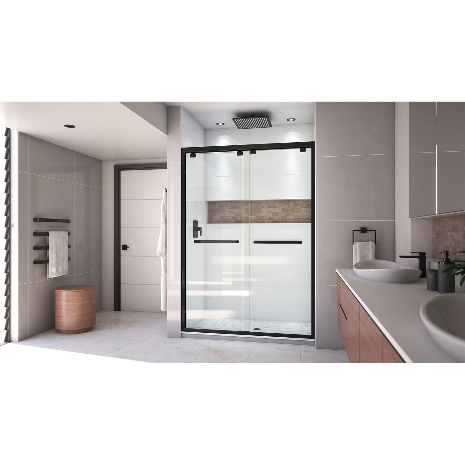 DreamLine Encore 50-54 in. W x 76 in. H Semi-Frameless Bypass Shower Door in Satin Black