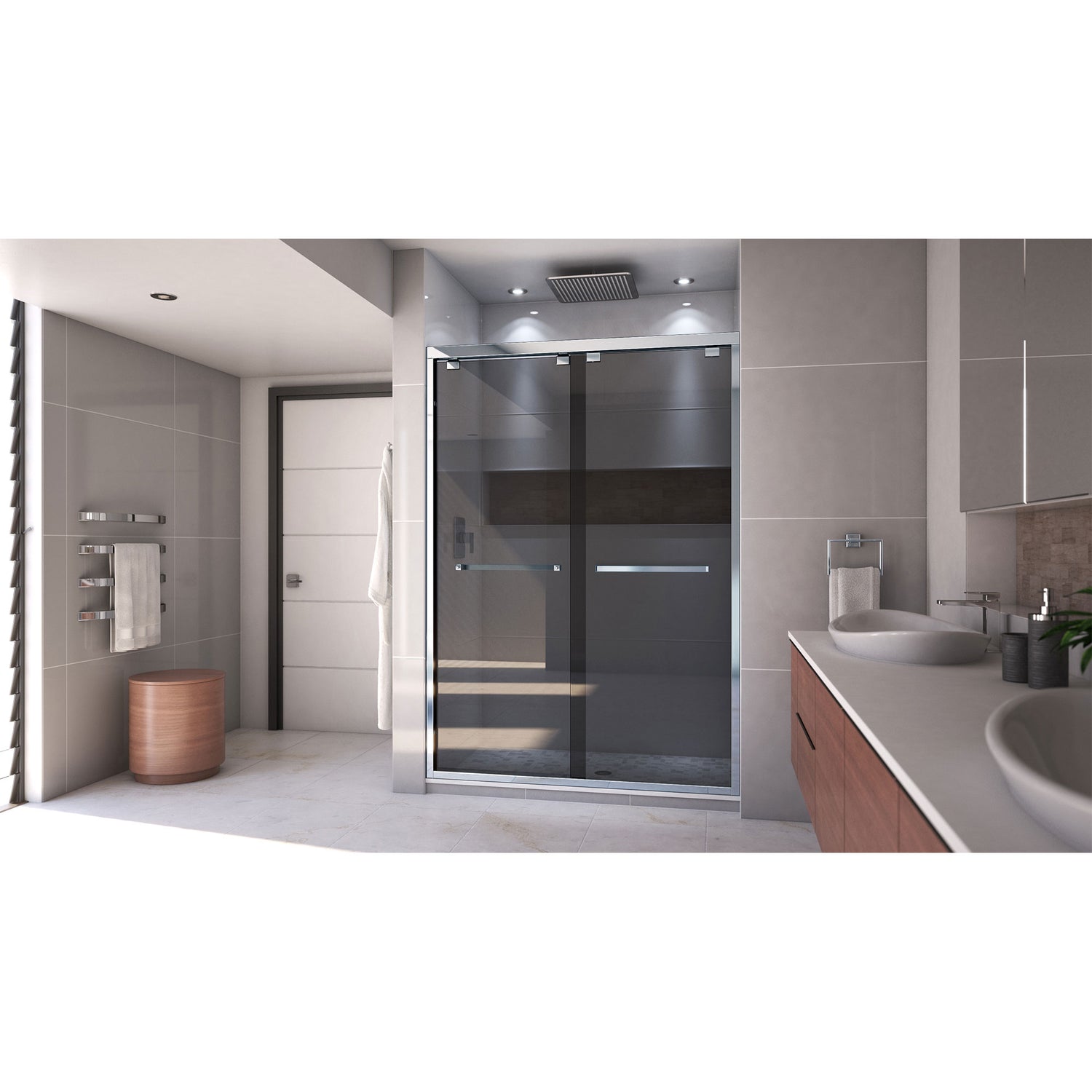 DreamLine Encore 50-54 in. W x 76 in. H Semi-Frameless Bypass Sliding Shower Door in Chrome and Gray Glass