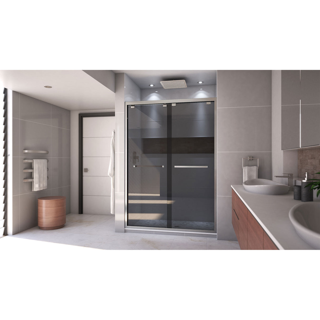 DreamLine Encore 50-54 in. W x 76 in. H Semi-Frameless Bypass Sliding Shower Door in Brushed Nickel and Gray Glass