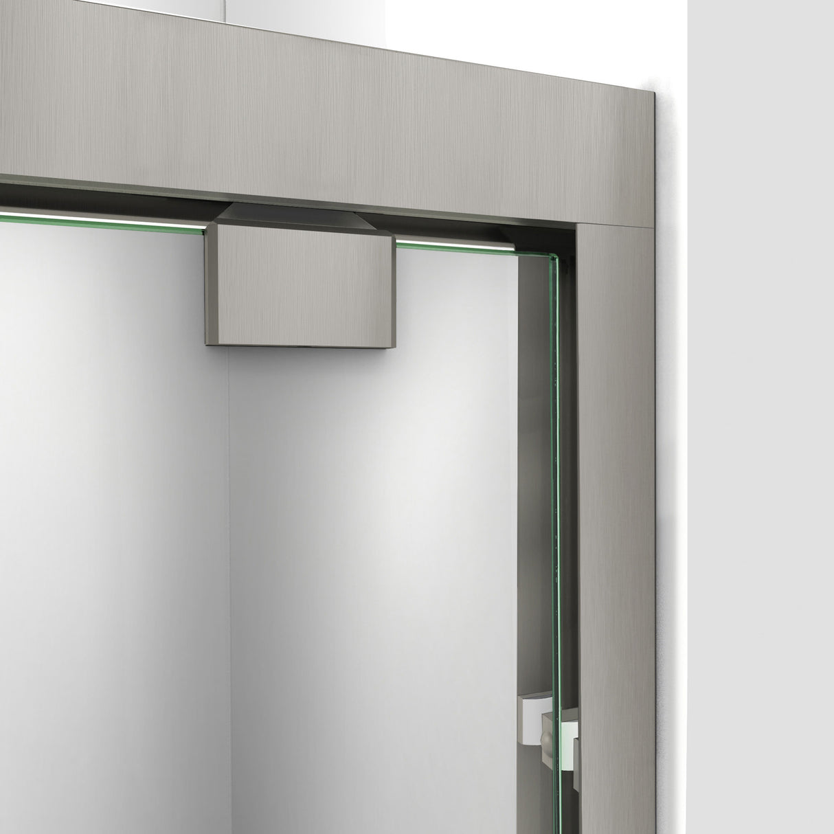 DreamLine Encore 36 in. D x 60 in. W x 78 3/4 in. H Bypass Shower Door in Brushed Nickel and Left Drain Biscuit Base Kit