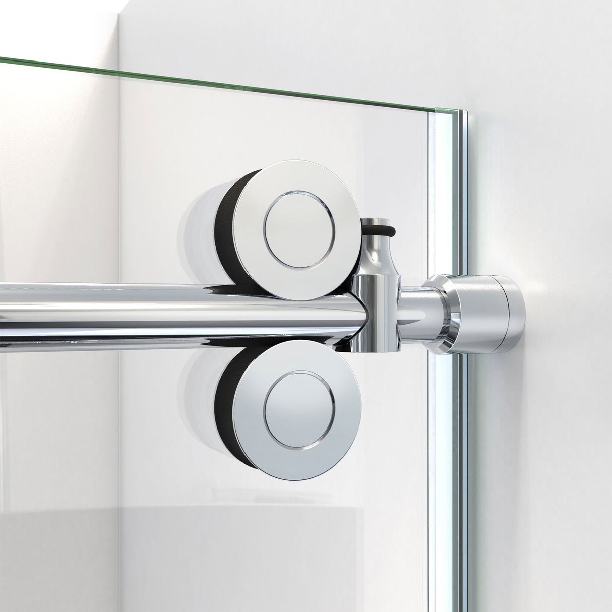 DreamLine Enigma-CXO 56-60 in. W x 76 in. H Fully Frameless Sliding Shower Door in Polished Stainless Steel with Towel Bar