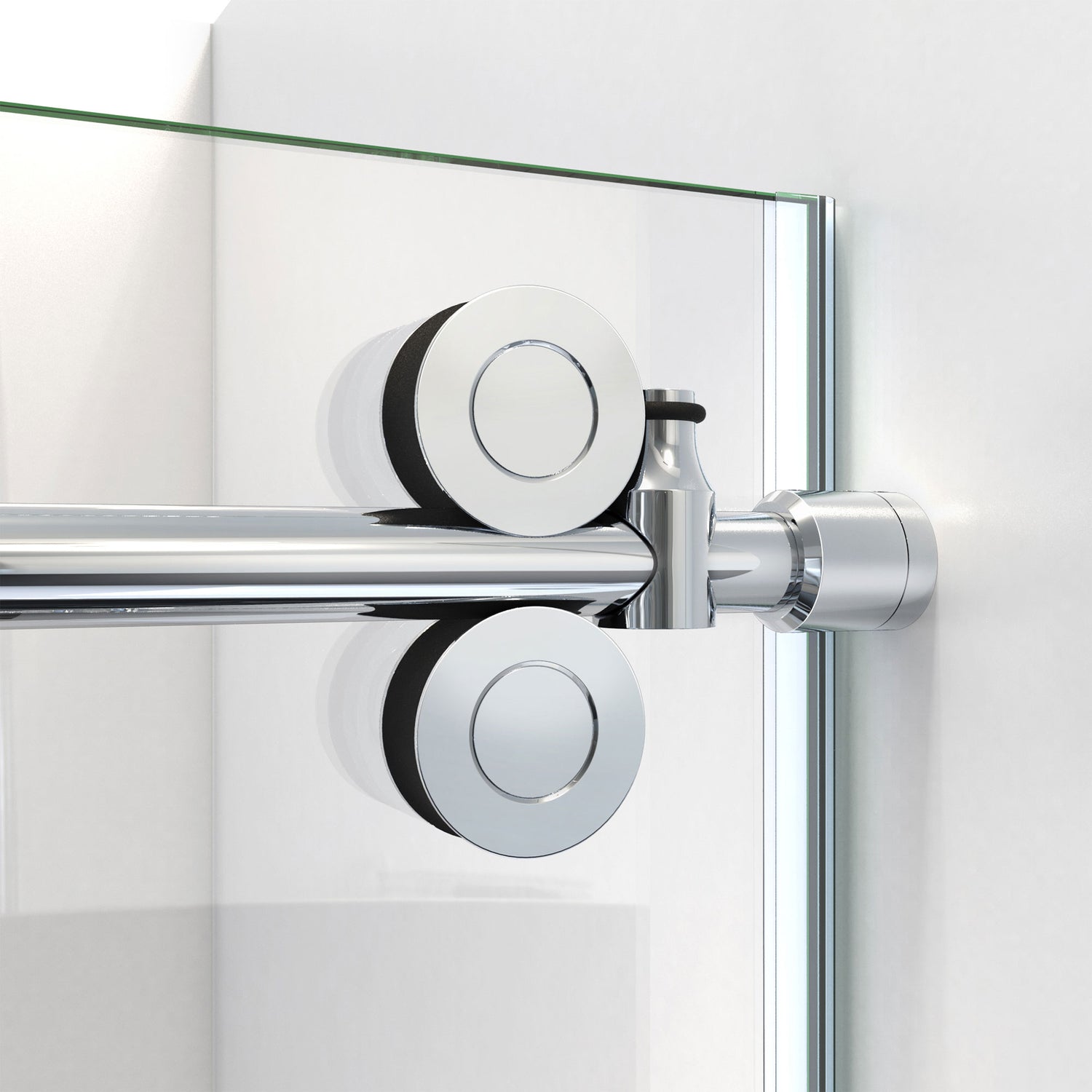 DreamLine Enigma-CXO 56-60 in. W x 76 in. H Fully Frameless Sliding Shower Door in Polished Stainless Steel with Towel Bar