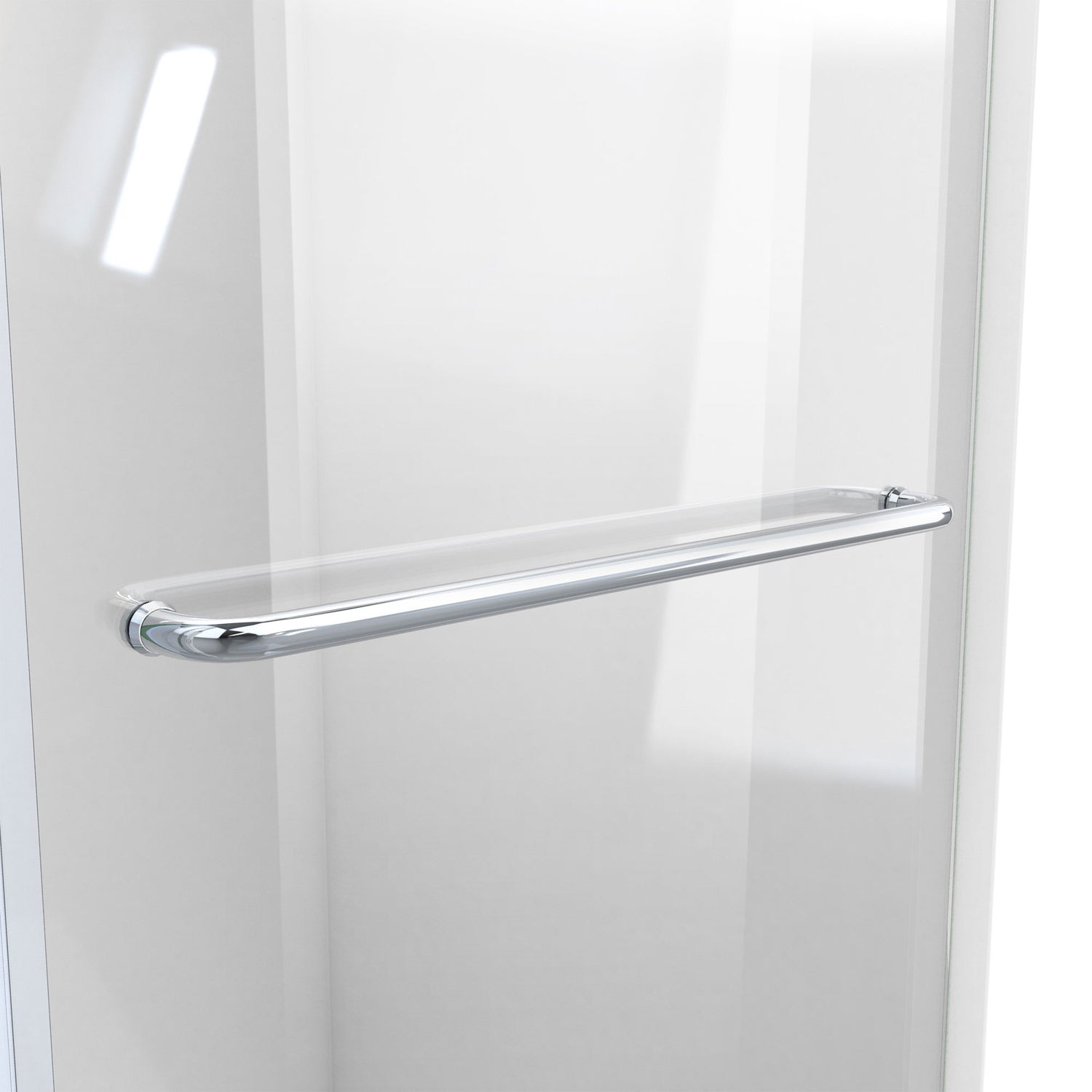 DreamLine Enigma-CXO 56-60 in. W x 76 in. H Fully Frameless Sliding Shower Door in Polished Stainless Steel with Towel Bar