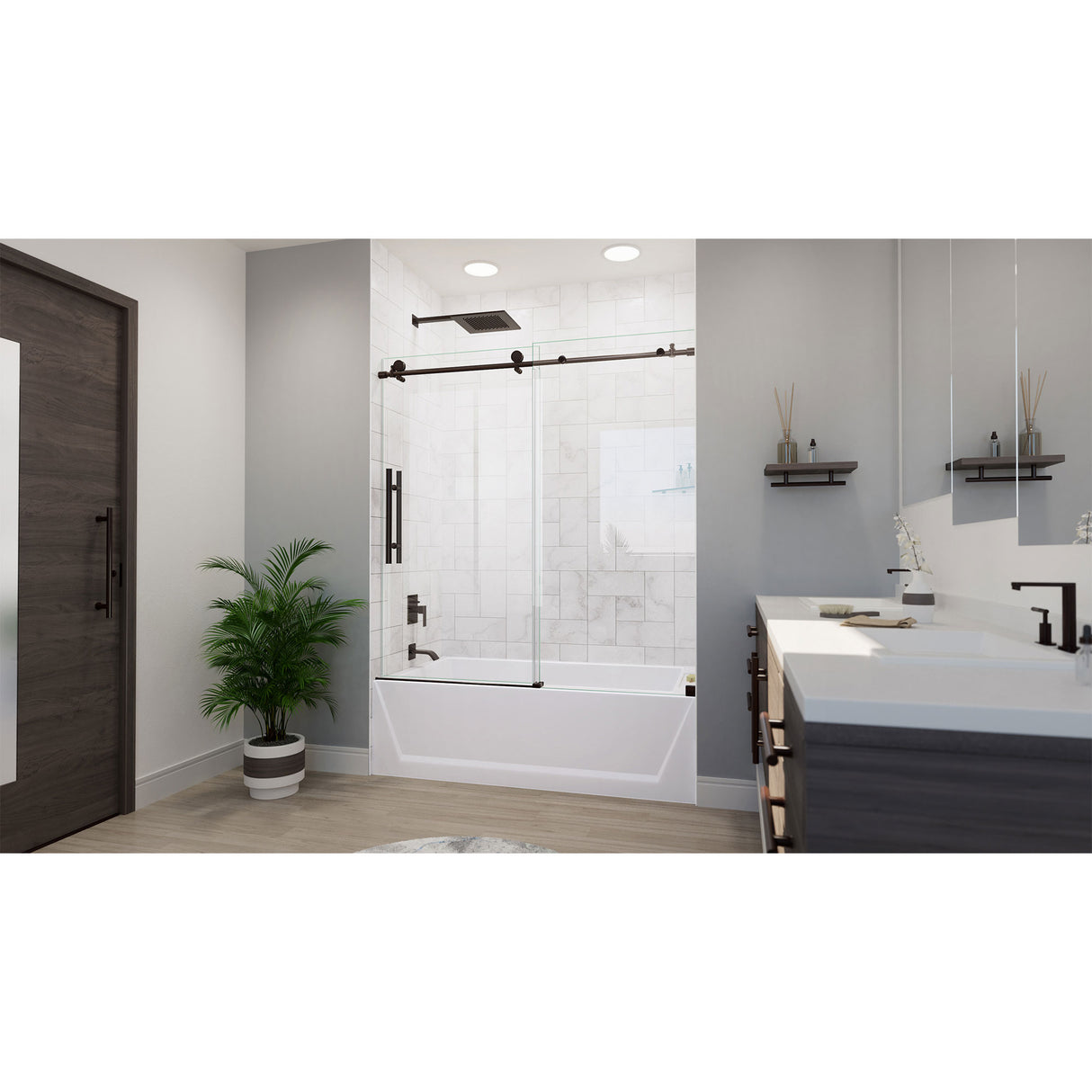 DreamLine Enigma-X 55-59 in. W x 62 in. H Clear Sliding Tub Door in Oil Rubbed Bronze