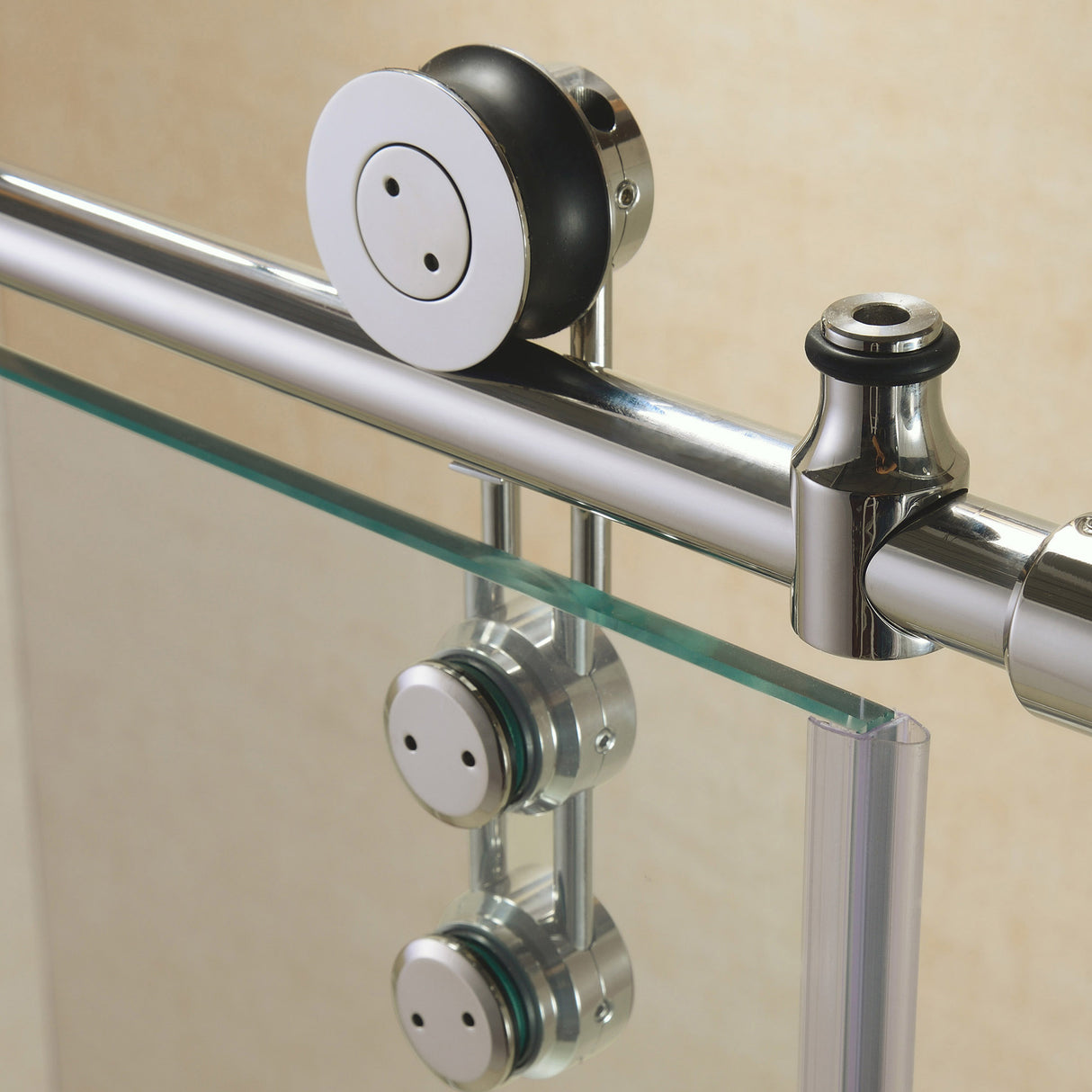 DreamLine Enigma-Z 56-60 in. W x 76 in. H Fully Frameless Sliding Shower Door in Polished Stainless Steel