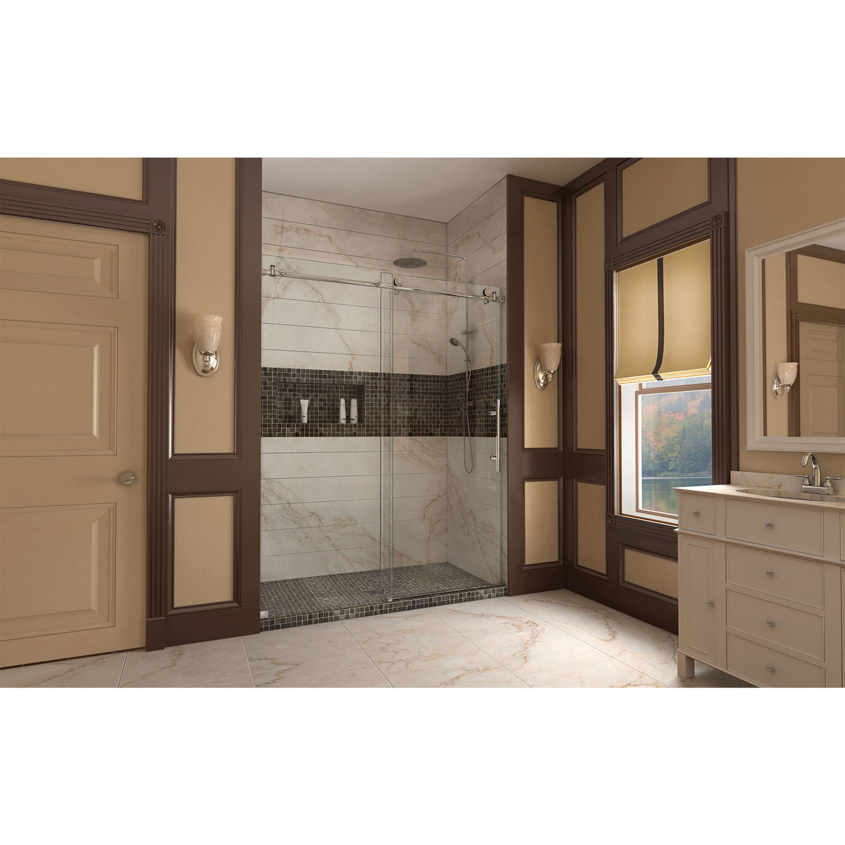 DreamLine Enigma-X 56-60 in. W x 76 in. H Fully Frameless Sliding Shower Door in Polished Stainless Steel