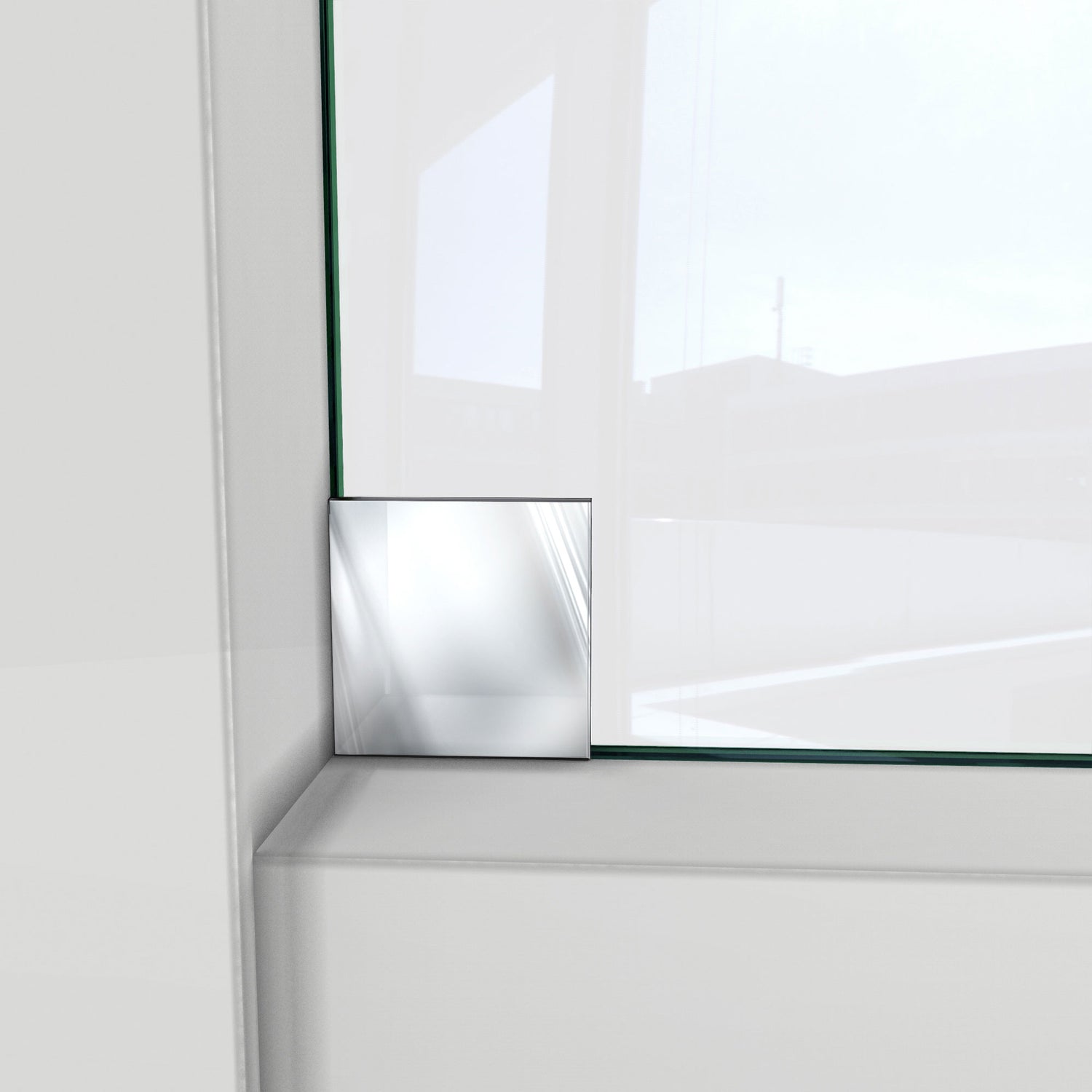 DreamLine Enigma-CXO 56-60 in. W x 76 in. H Fully Frameless Sliding Shower Door in Polished Stainless Steel with Towel Bar