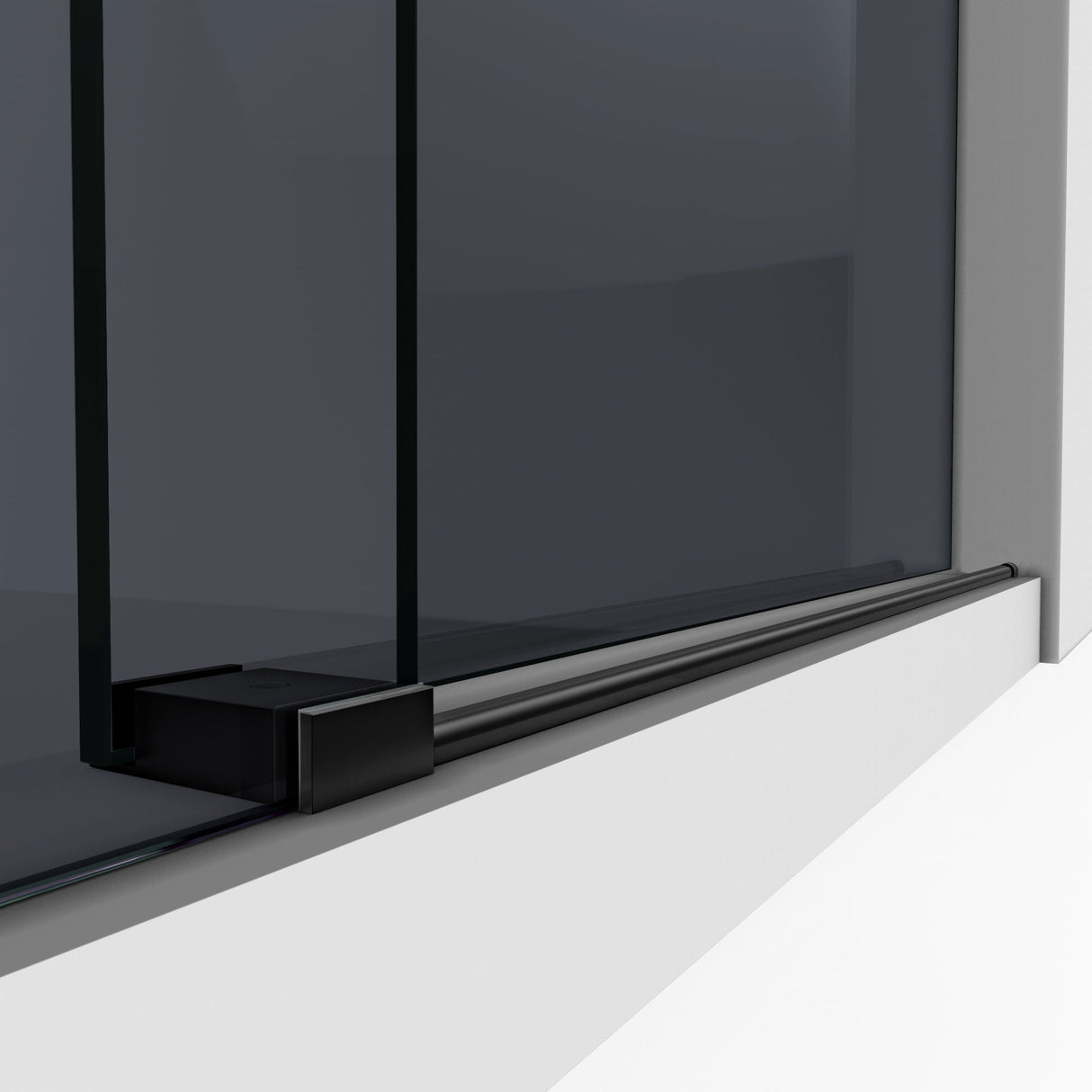 DreamLine Enigma-XO 56-60 in. W x 76 in. H Frameless Smoke Gray Glass Sliding Shower Door in Satin Black Stainless Steel