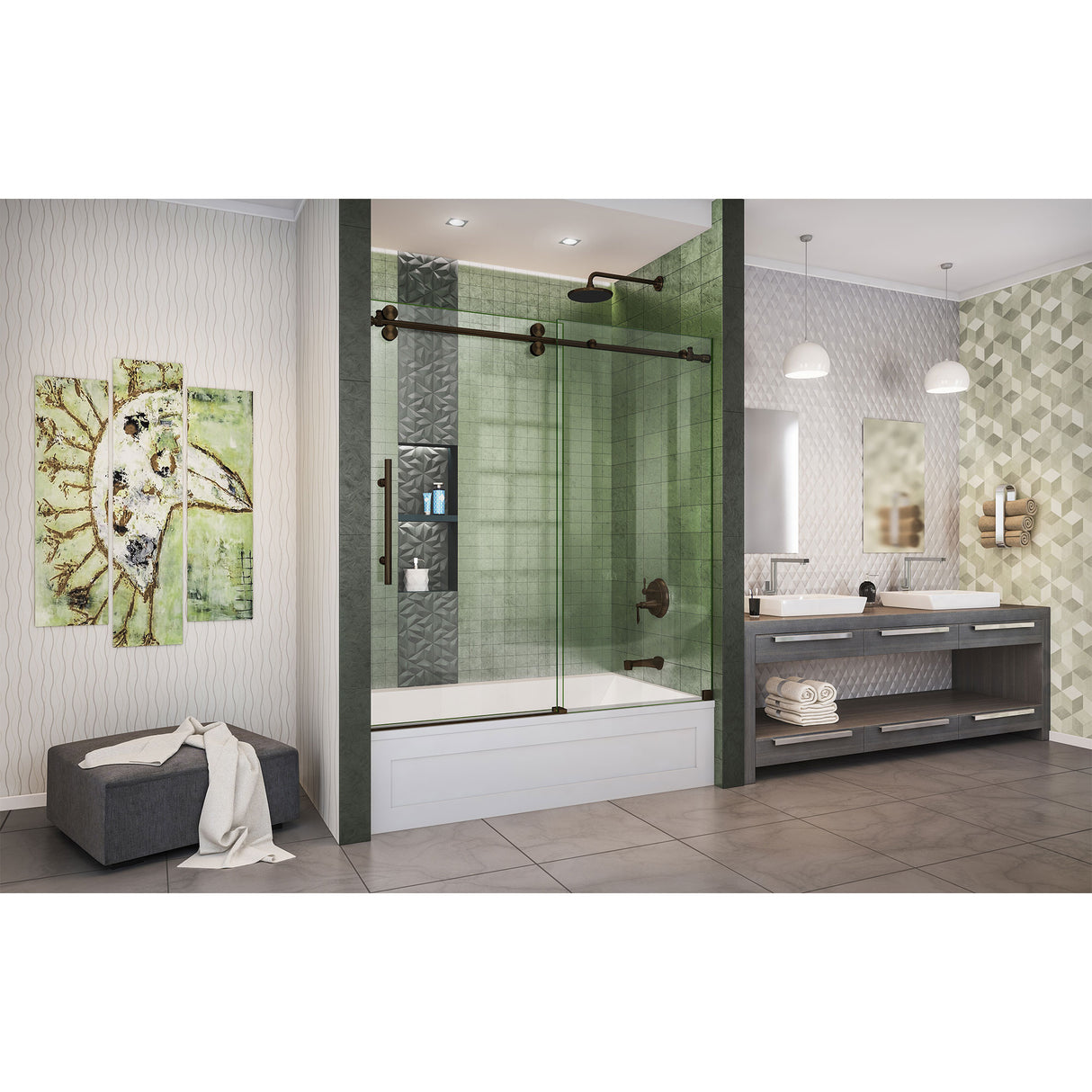 DreamLine Enigma-XO 55-59 in. W x 62 in. H Fully Frameless Sliding Tub Door in Oil Rubbed Bronze
