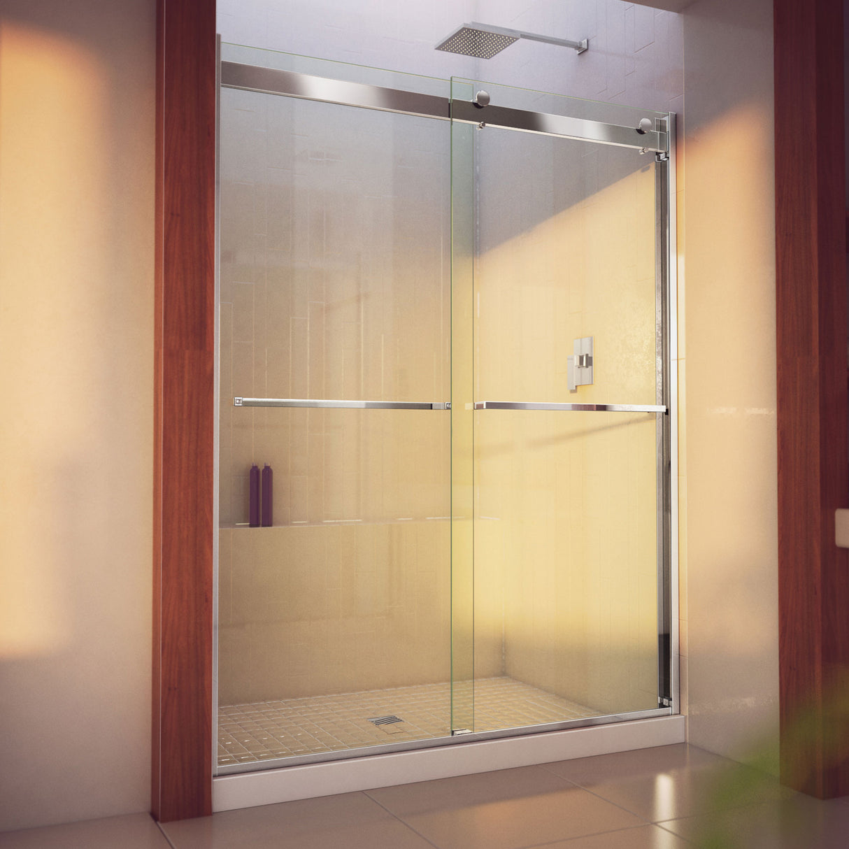 DreamLine Essence-H 56-60 in. W x 76 in. H Semi-Frameless Bypass Shower Door in Chrome
