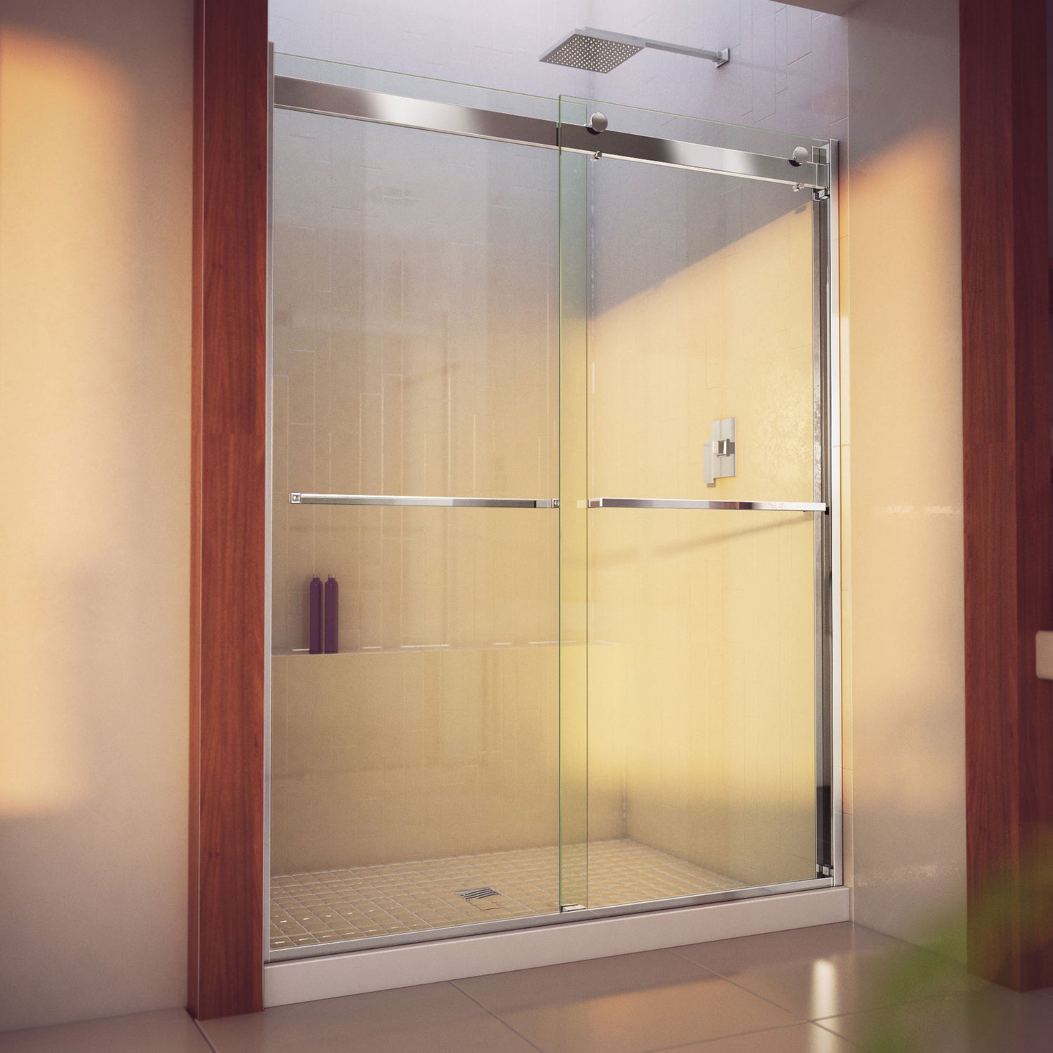 DreamLine Essence-H 56-60 in. W x 76 in. H Semi-Frameless Bypass Shower Door in Chrome