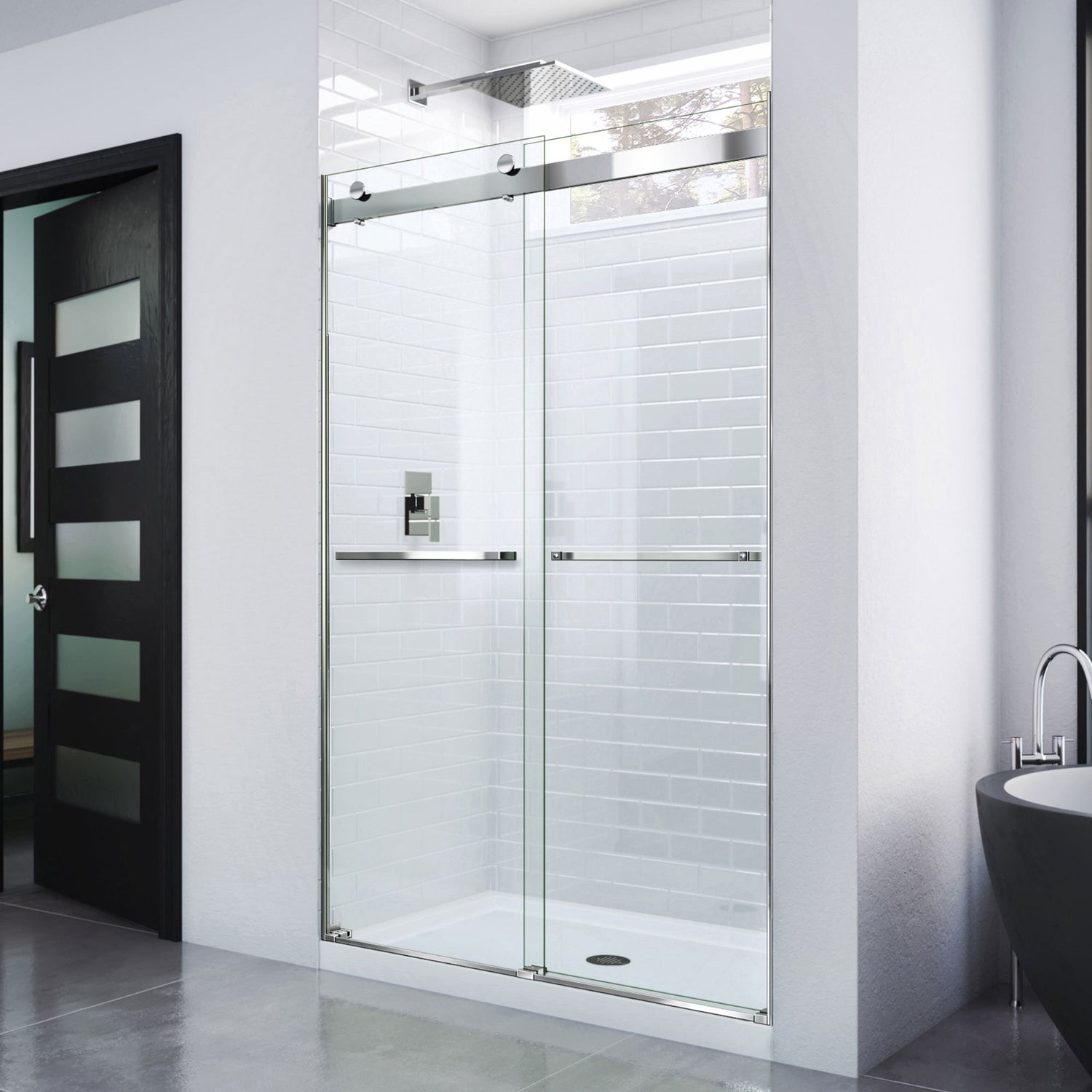 DreamLine Essence 44-48 in. W x 76 in. H Frameless Bypass Shower Door in Chrome