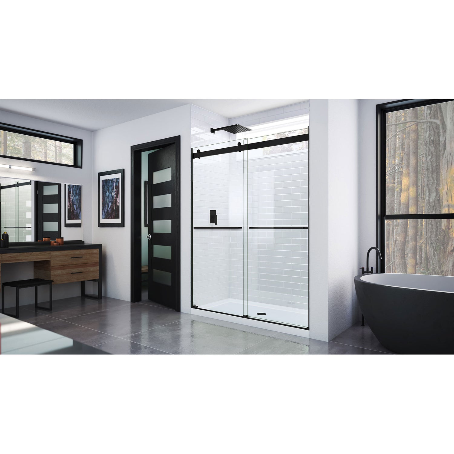 DreamLine Essence 56-60 in. W x 76 in. H Frameless Bypass Shower Door in Satin Black