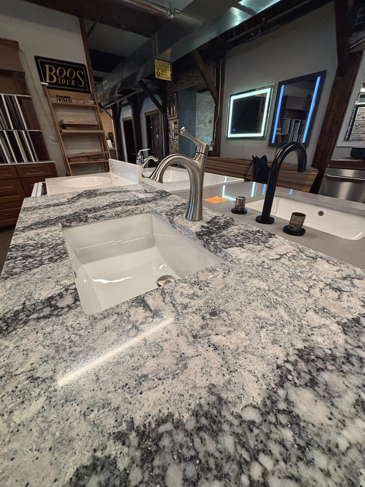 49" Cab-Tec Caramel Shaker Bathroom Vanity w/ Seagrove Quartz Cambria Top and Kohler Faucet