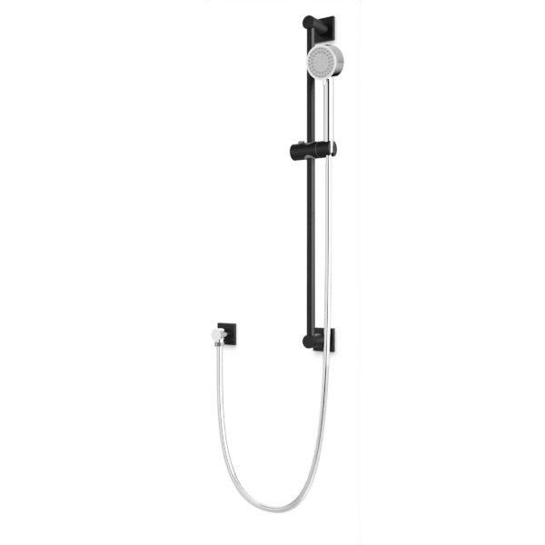 Artos Square + Round Multifunction Flexible Hose Slidebar Kit with Separate Water Outlet in Chrome/Matte Black – F907-101CHB