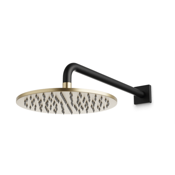 Artos Otella 10" Rain Shower Head on Wall Mount Arm in Satin Brass/Matte Black – F907-70SBB