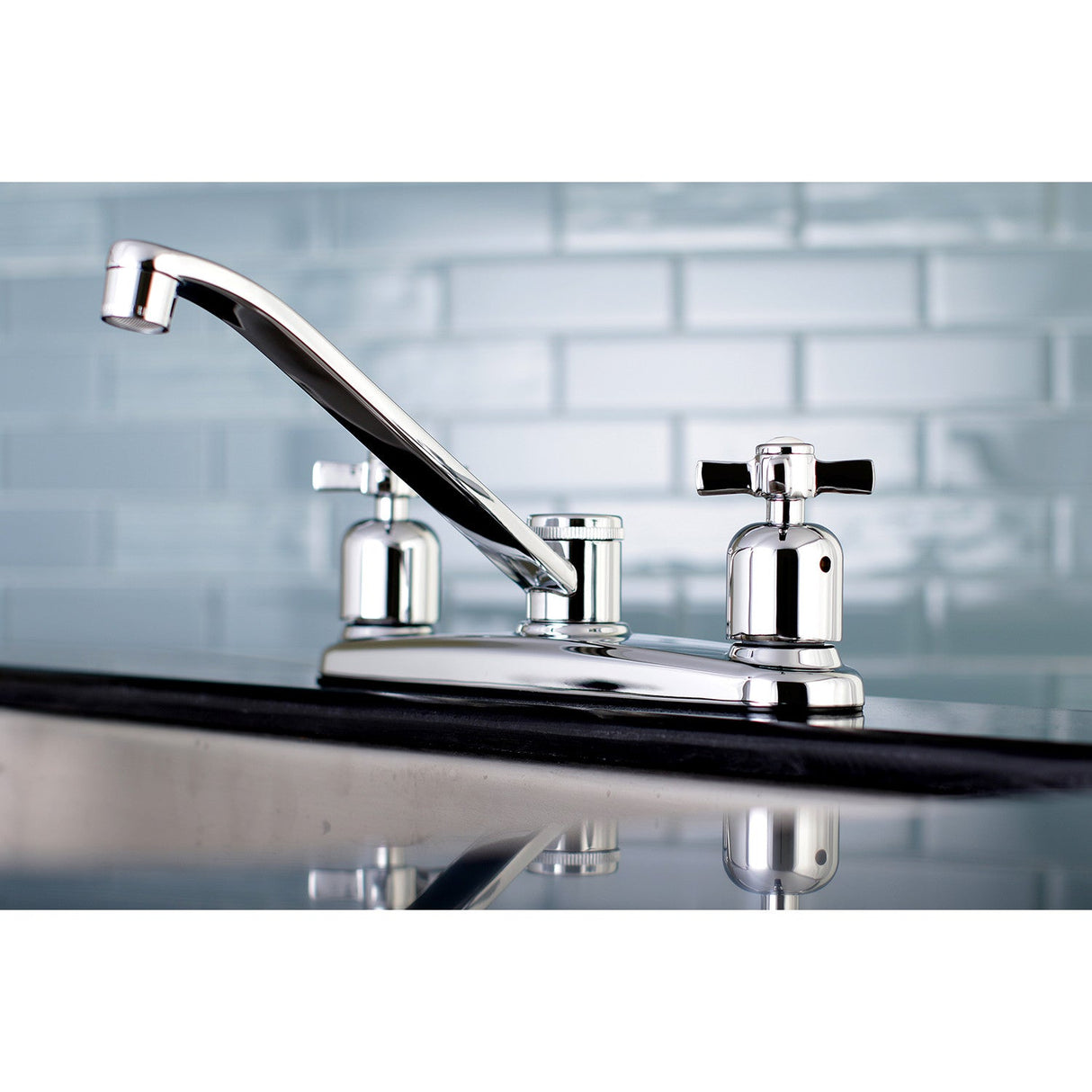 Millennium FB111ZX Two-Handle 2-Hole Deck Mount 8" Centerset Kitchen Faucet, Polished Chrome