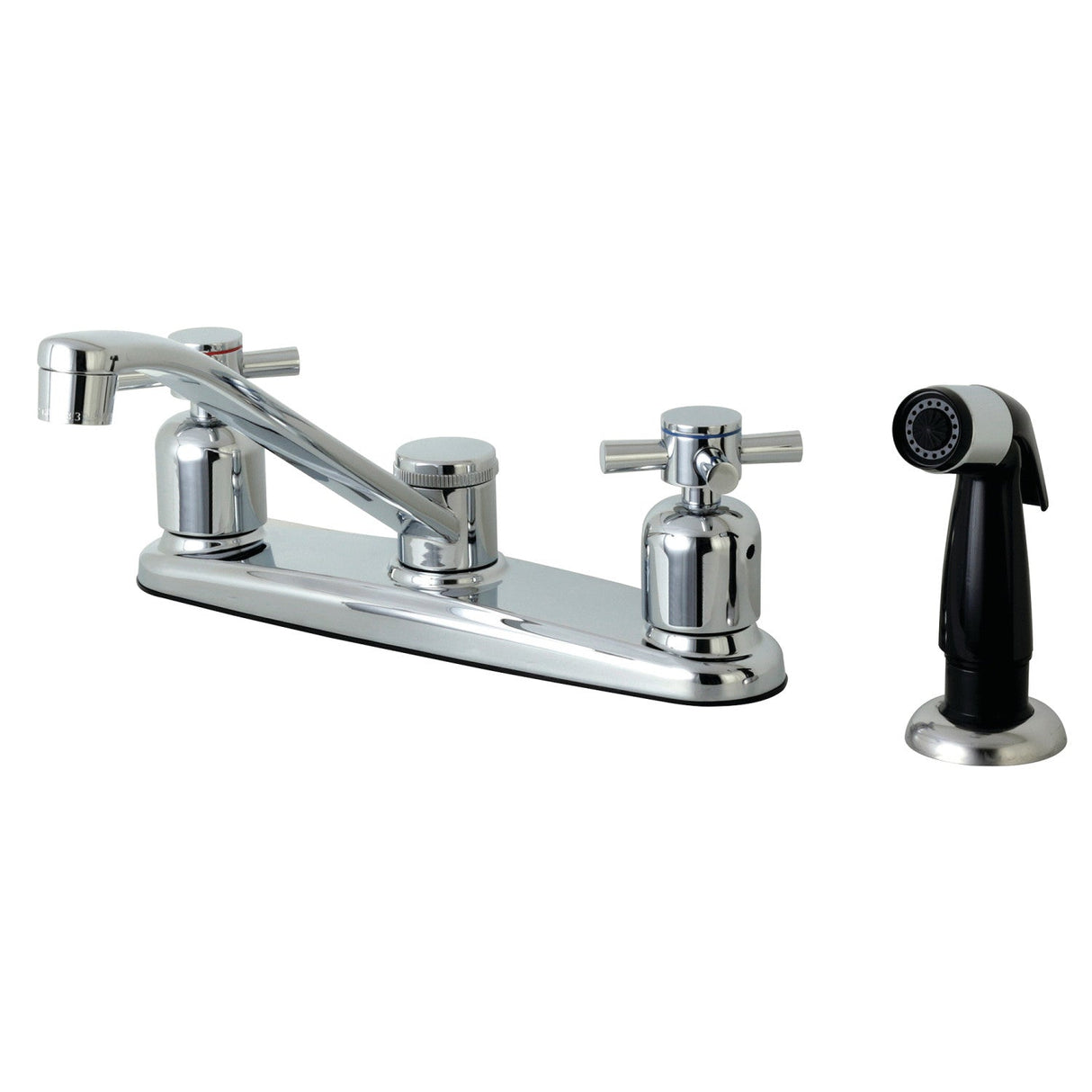 Concord FB112DX Two-Handle 4-Hole Deck Mount 8" Centerset Kitchen Faucet with Side Sprayer, Polished Chrome
