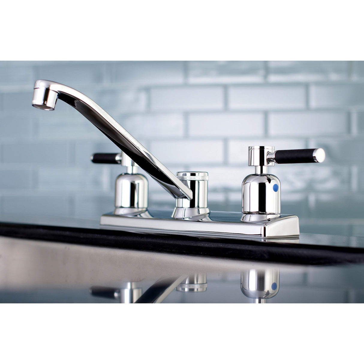 Kaiser FB121DKL Two-Handle 2-Hole Deck Mount 8" Centerset Kitchen Faucet, Polished Chrome