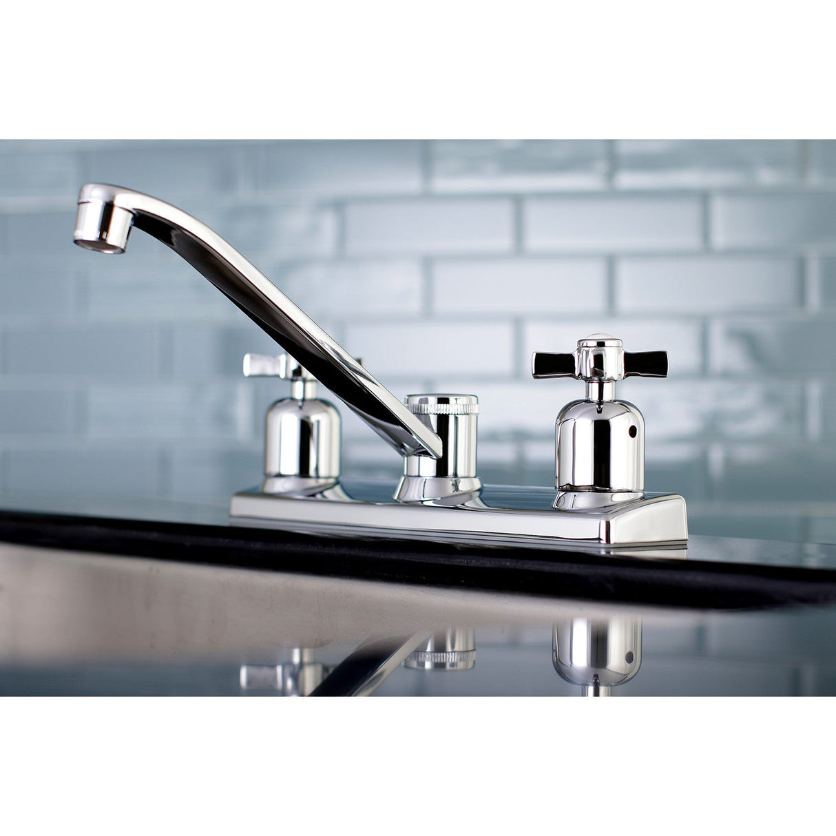 Millennium FB121ZX Two-Handle 2-Hole Deck Mount 8" Centerset Kitchen Faucet, Polished Chrome