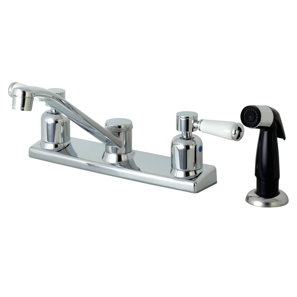 Paris FB122DPL Two-Handle 4-Hole Deck Mount 8" Centerset Kitchen Faucet with Side Sprayer, Polished Chrome