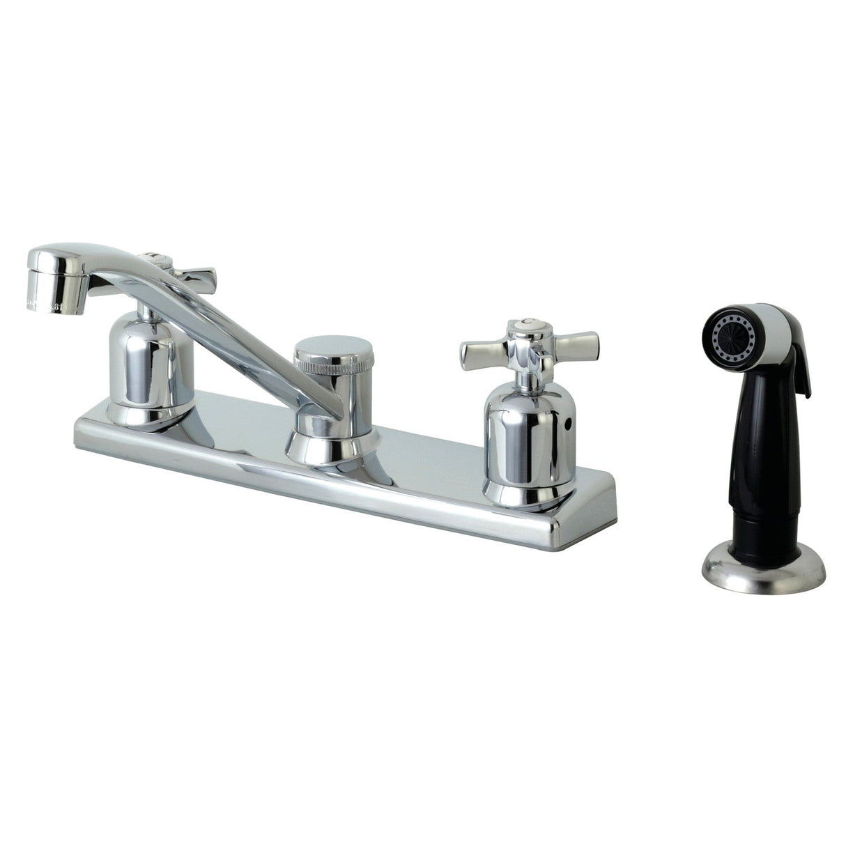 Millennium FB122ZX Two-Handle 4-Hole Deck Mount 8" Centerset Kitchen Faucet with Side Sprayer, Polished Chrome