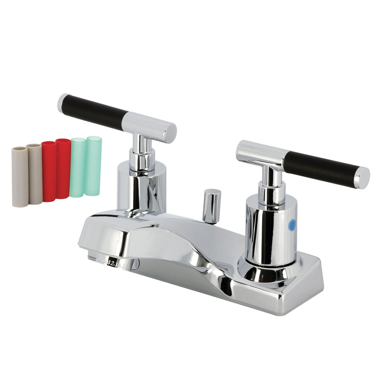 Kaiser FB201CKL Two-Handle 3-Hole Deck Mount 4" Centerset Bathroom Faucet with Plastic Pop-Up, Polished Chrome