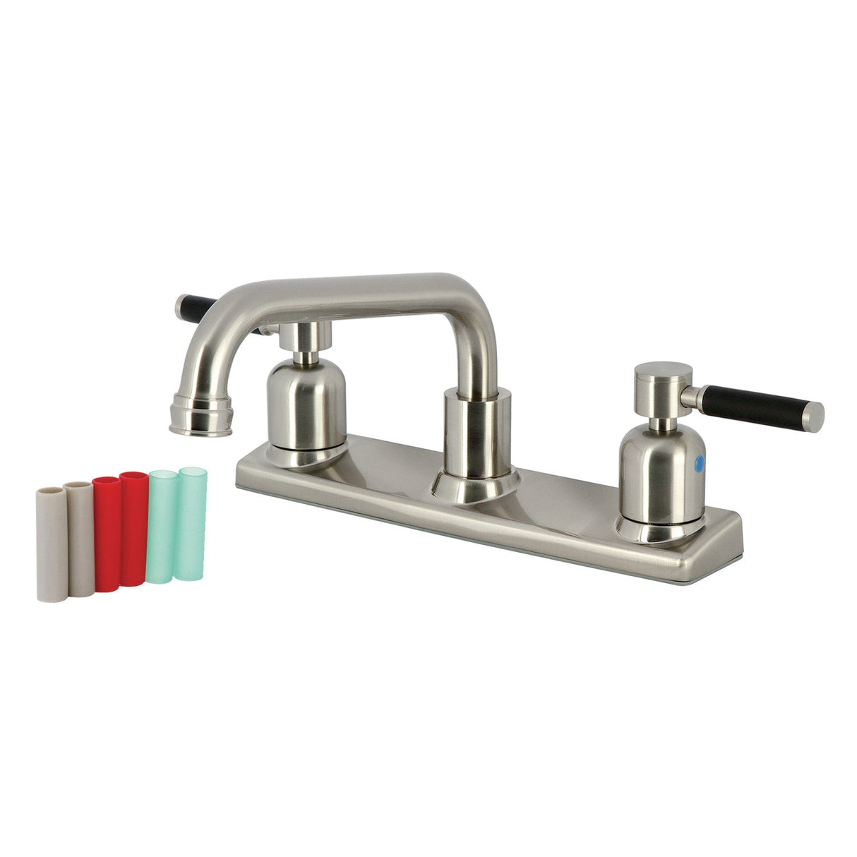 Kaiser FB2138DKL Two-Handle 2-Hole Deck Mount 8" Centerset Kitchen Faucet, Brushed Nickel