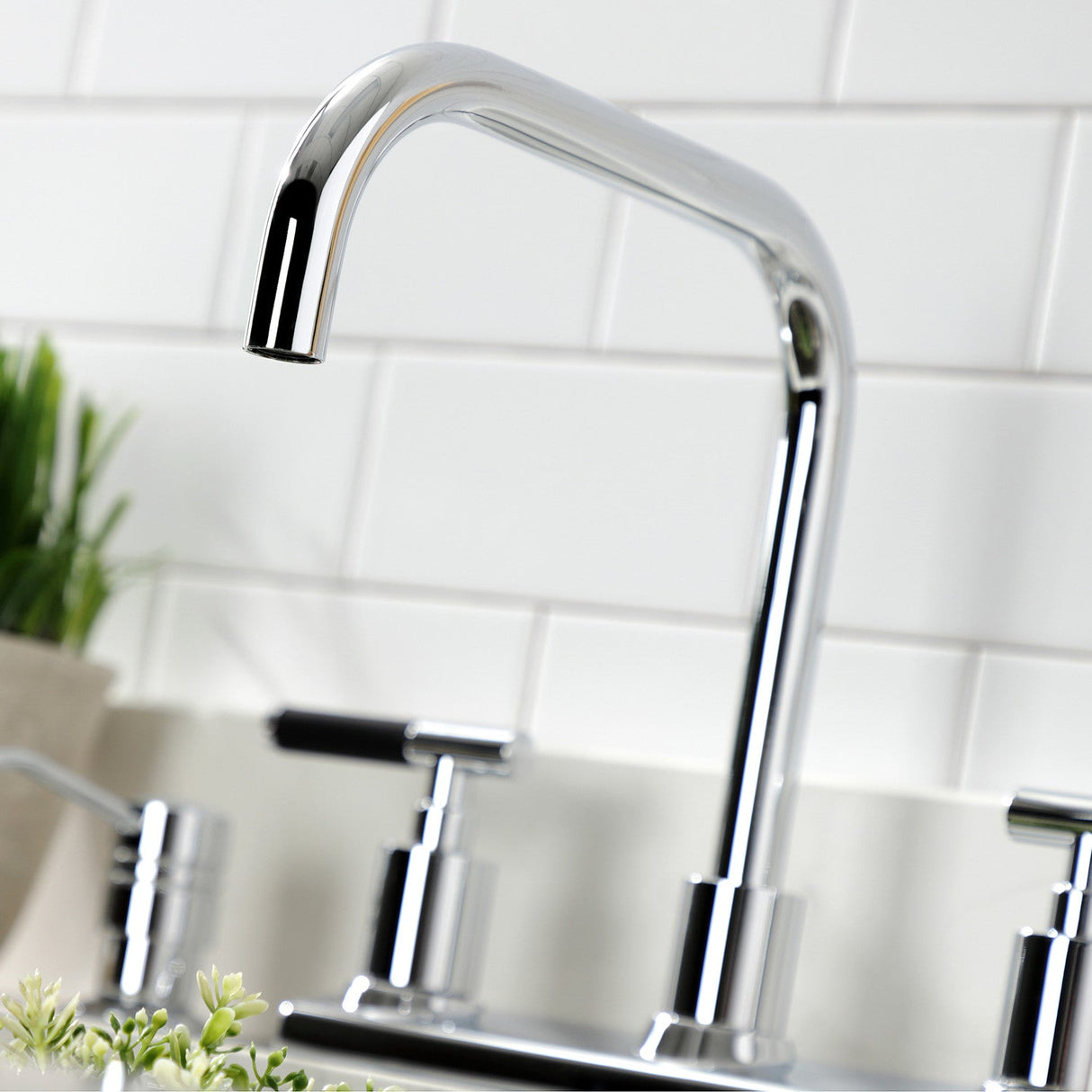 Kaiser FB2141CKL Two-Handle 2-Hole Deck Mount 8" Centerset Kitchen Faucet, Polished Chrome