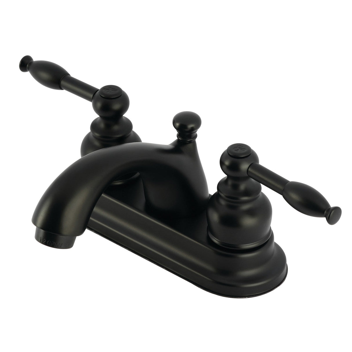 Knight FB2600KL Two-Handle 3-Hole Deck Mount 4" Centerset Bathroom Faucet with Plastic Pop-Up, Matte Black