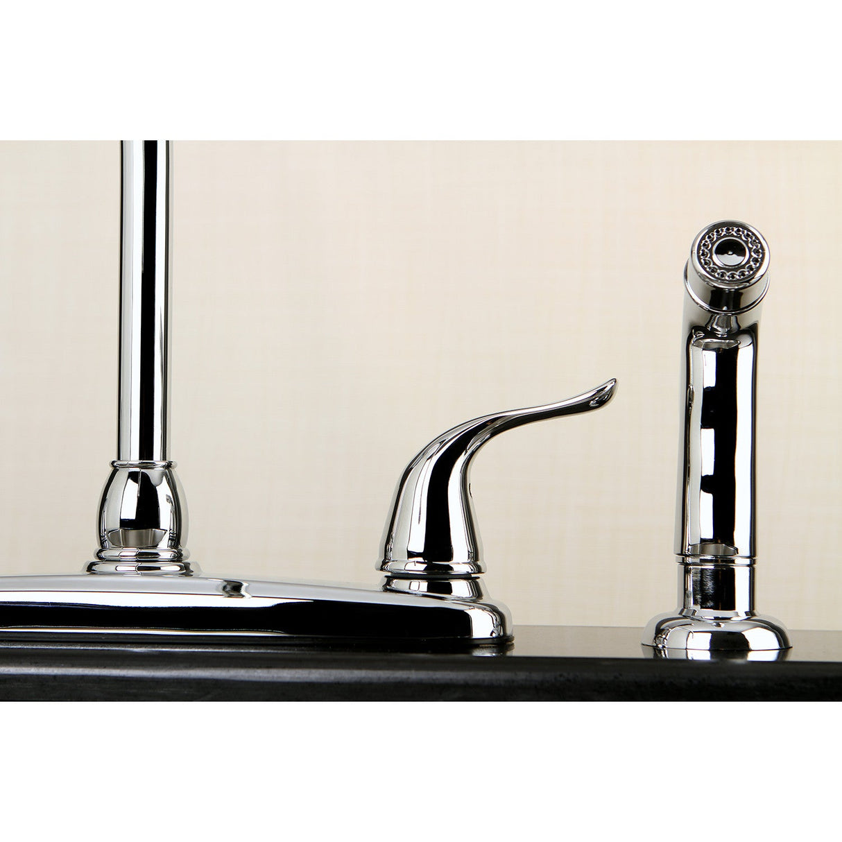 Yosemite FB2791YLSP Two-Handle 4-Hole Deck Mount 8" Centerset Kitchen Faucet with Side Sprayer, Polished Chrome