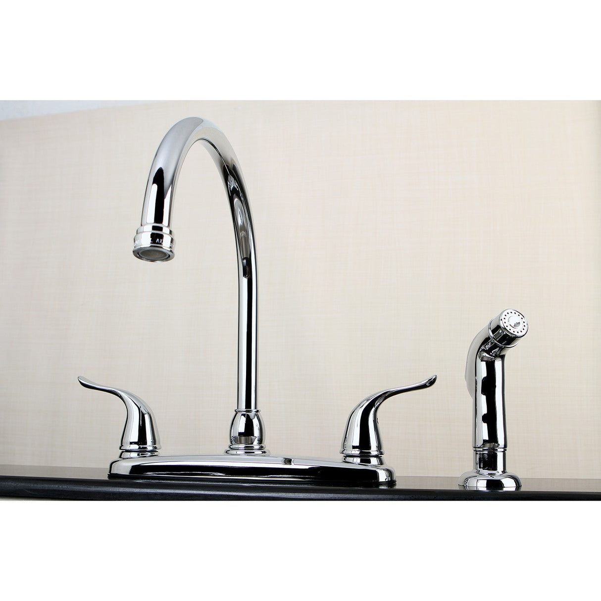 Yosemite FB2791YLSP Two-Handle 4-Hole Deck Mount 8" Centerset Kitchen Faucet with Side Sprayer, Polished Chrome