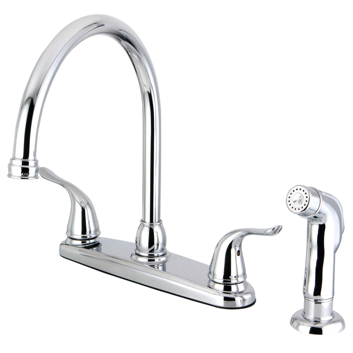 Yosemite FB2791YLSP Two-Handle 4-Hole Deck Mount 8" Centerset Kitchen Faucet with Side Sprayer, Polished Chrome