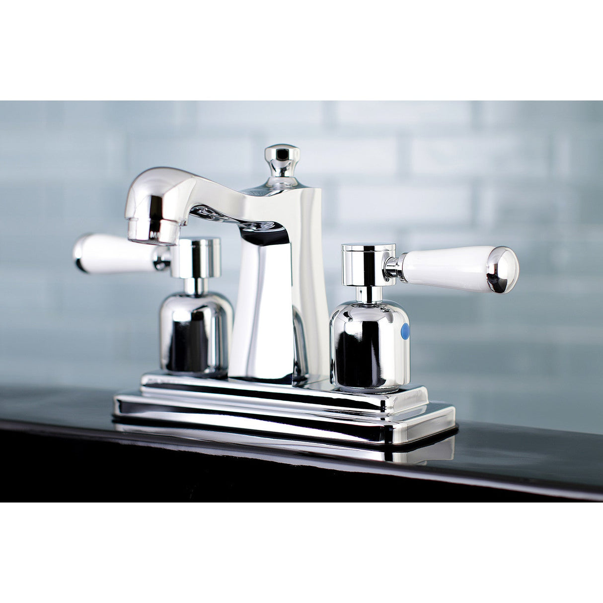 Paris FB4641DPL Two-Handle 3-Hole Deck Mount 4" Centerset Bathroom Faucet with Plastic Pop-Up, Polished Chrome