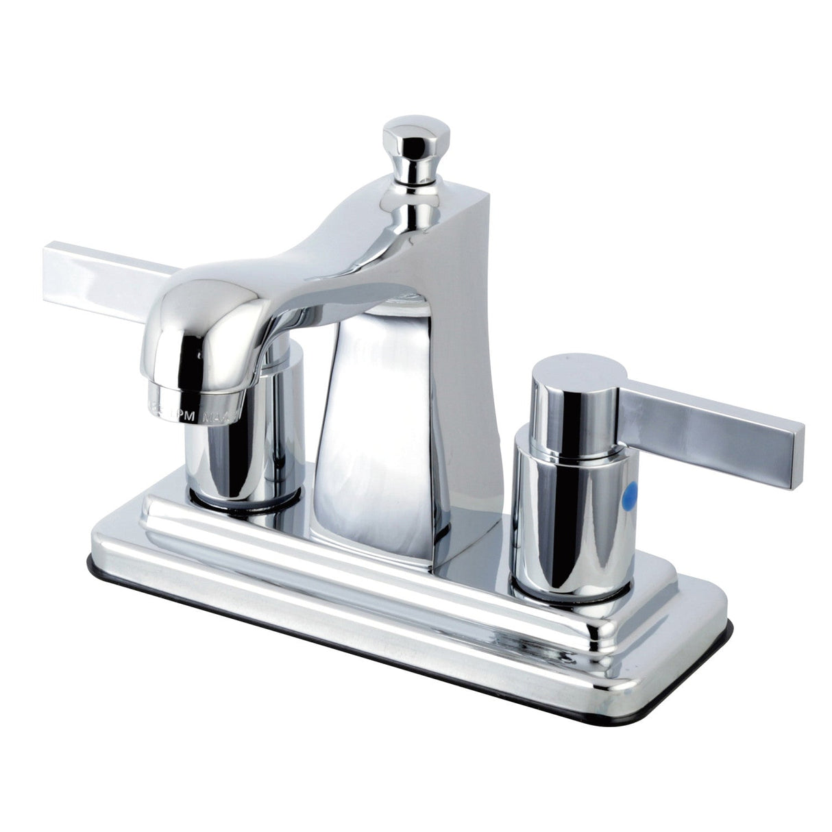 NuvoFusion FB4641NDL Two-Handle 3-Hole Deck Mount 4" Centerset Bathroom Faucet with Plastic Pop-Up, Polished Chrome