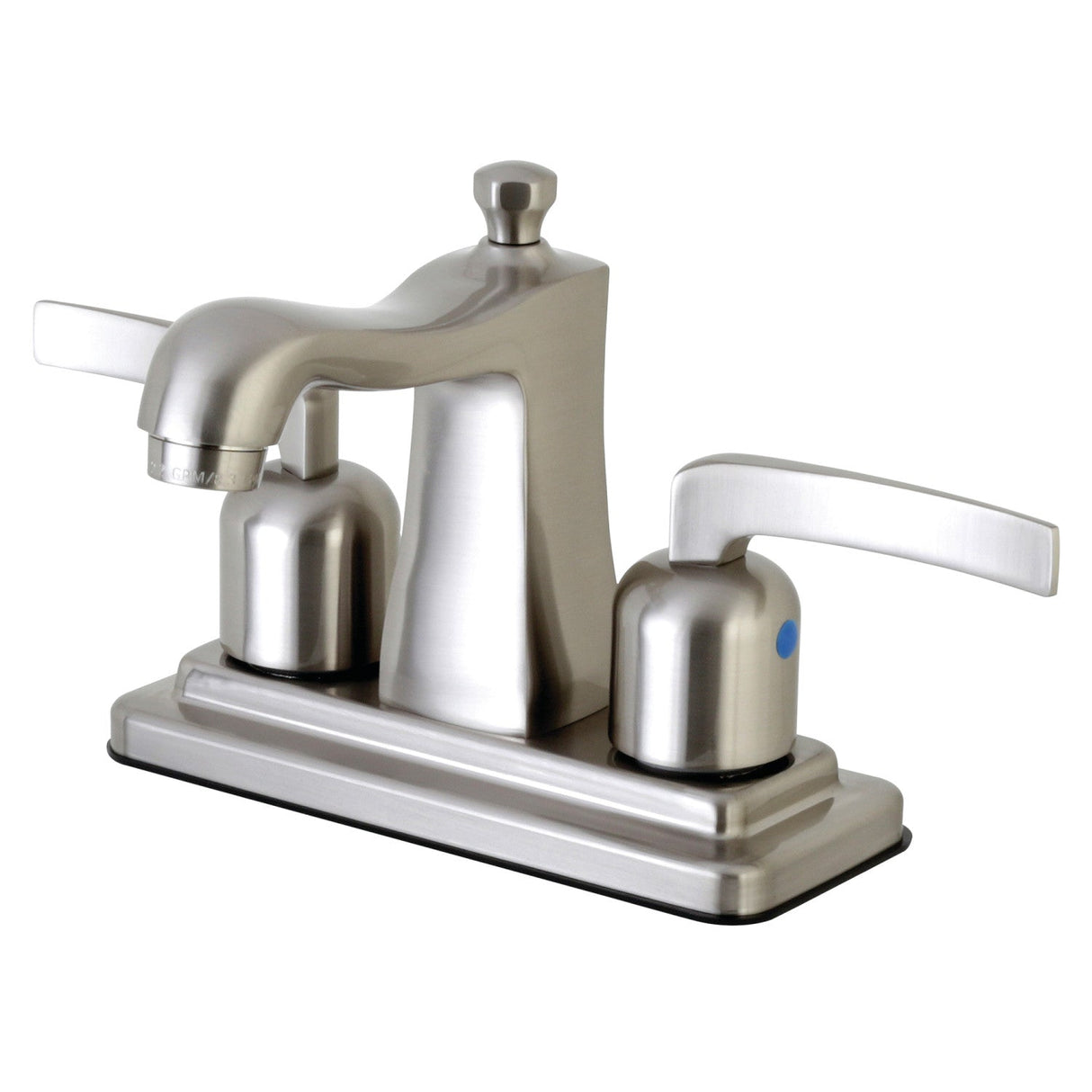 Centurion FB4648EFL Two-Handle 3-Hole Deck Mount 4" Centerset Bathroom Faucet with Plastic Pop-Up, Brushed Nickel