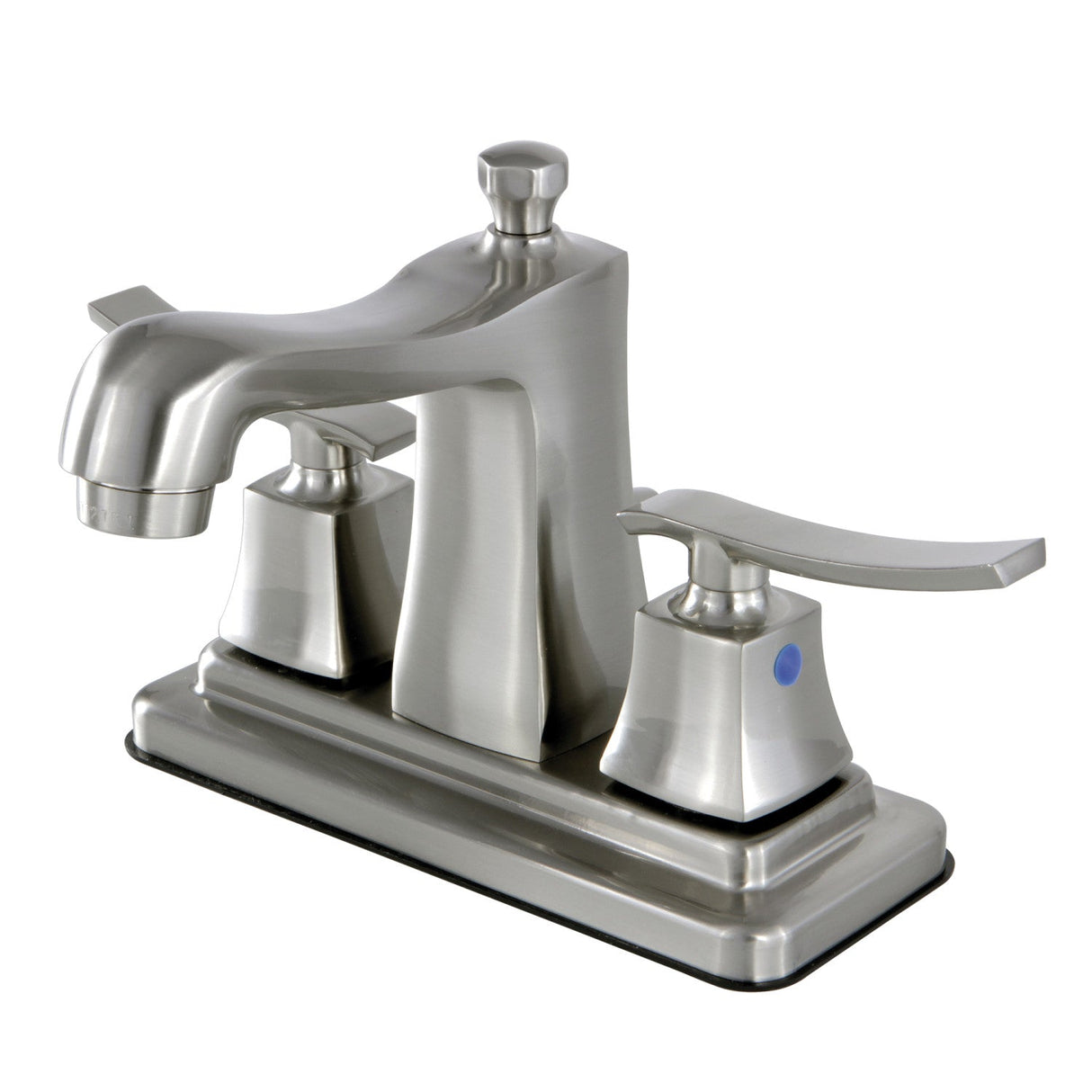 Queensbury FB4648JQL Two-Handle 3-Hole Deck Mount 4" Centerset Bathroom Faucet with Plastic Pop-Up, Brushed Nickel