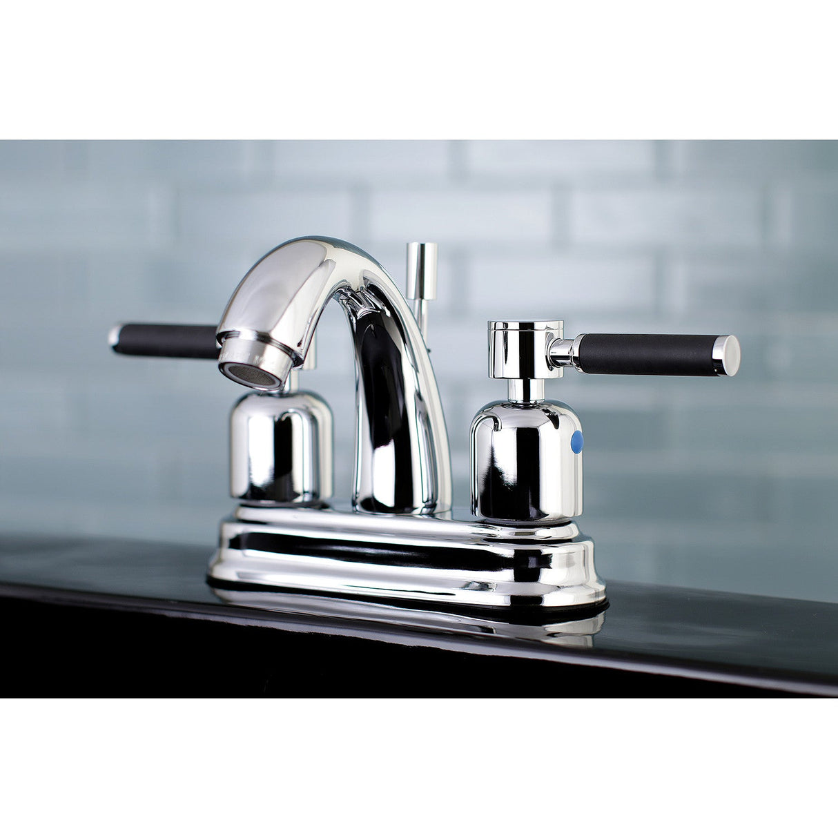 Kaiser FB5611DKL Two-Handle 3-Hole Deck Mount 4" Centerset Bathroom Faucet with Plastic Pop-Up, Polished Chrome