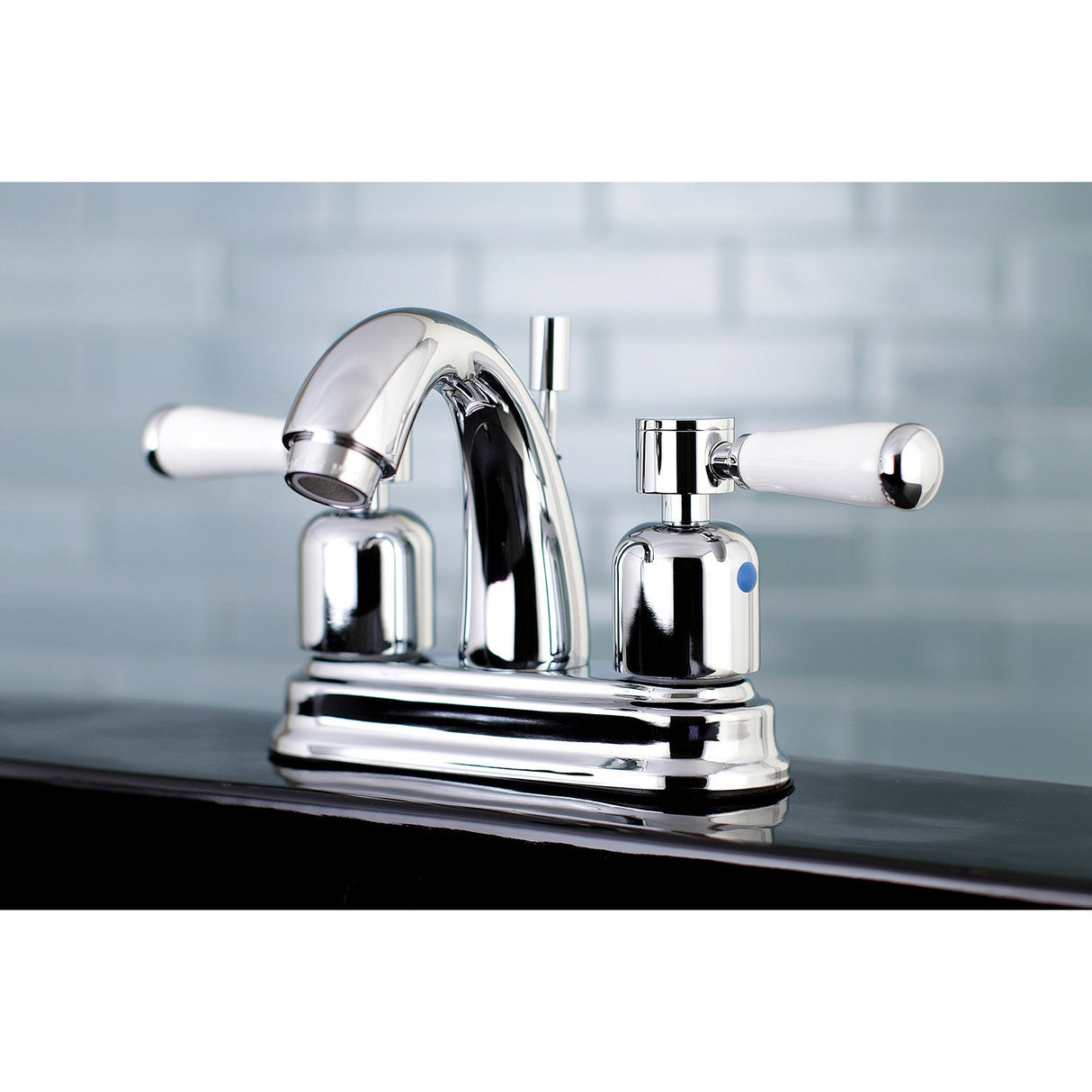 Paris FB5611DPL Two-Handle 3-Hole Deck Mount 4" Centerset Bathroom Faucet with Plastic Pop-Up, Polished Chrome