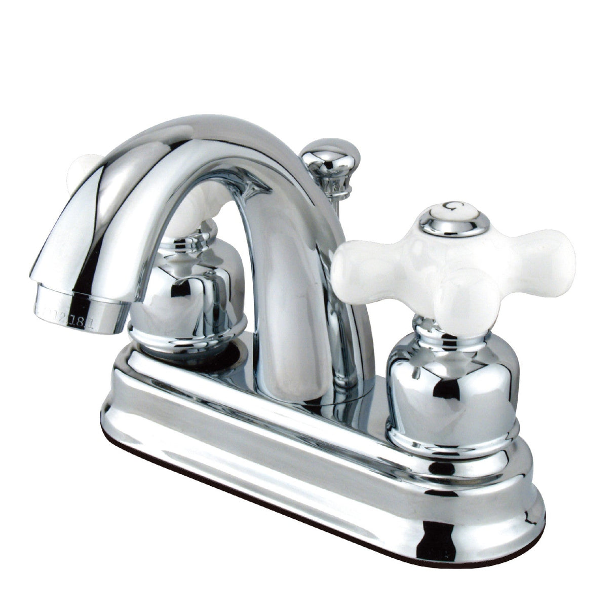 Restoration FB5611PX Two-Handle 3-Hole Deck Mount 4" Centerset Bathroom Faucet with Plastic Pop-Up, Polished Chrome