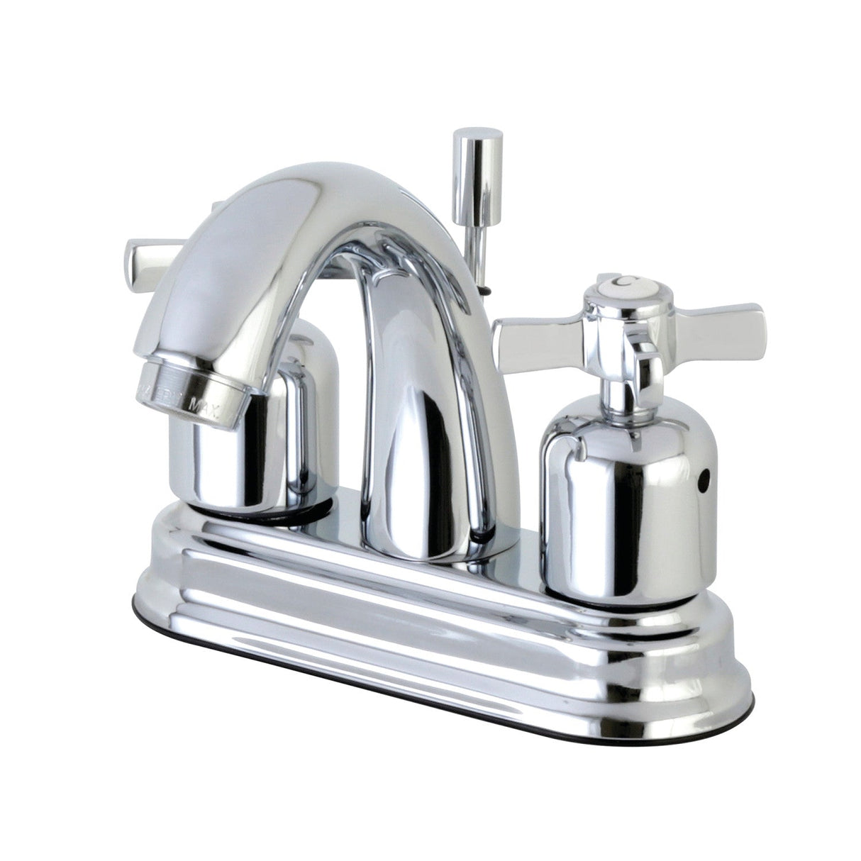 Millennium FB5611ZX Two-Handle 3-Hole Deck Mount 4" Centerset Bathroom Faucet with Plastic Pop-Up, Polished Chrome