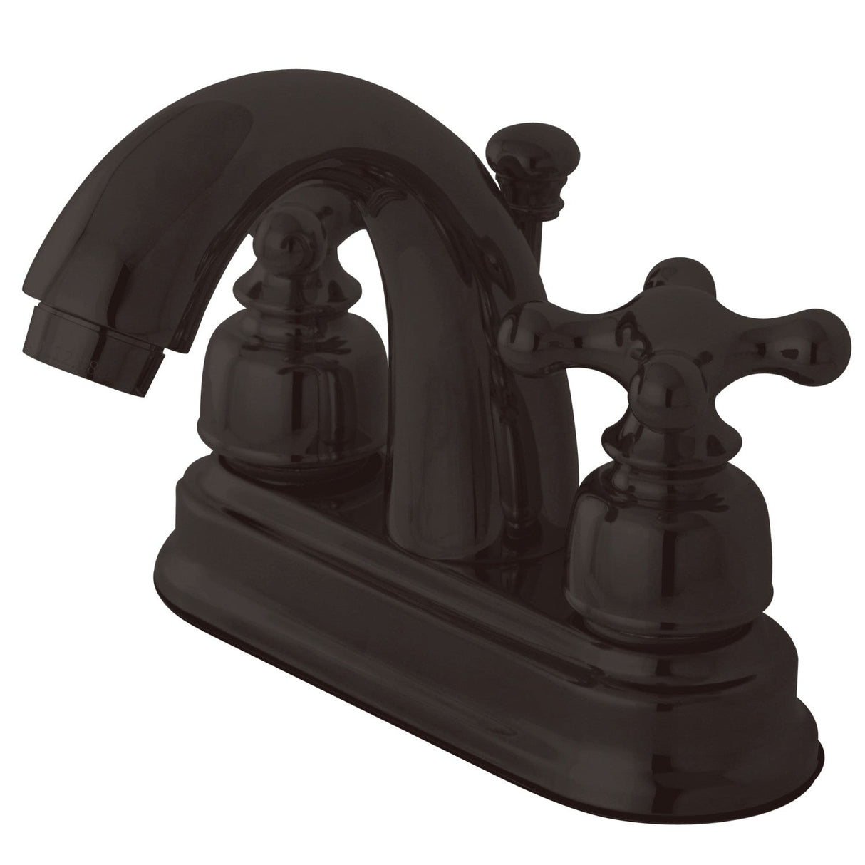 Restoration FB5615AX Two-Handle 3-Hole Deck Mount 4" Centerset Bathroom Faucet with Plastic Pop-Up, Oil Rubbed Bronze