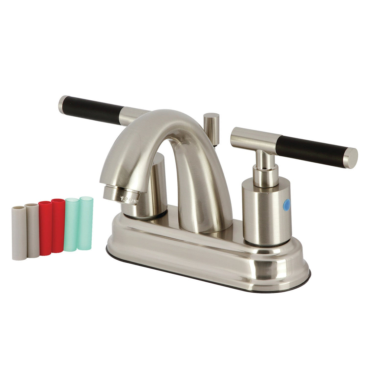 Kaiser FB5618CKL Two-Handle 3-Hole Deck Mount 4" Centerset Bathroom Faucet with Plastic Pop-Up, Brushed Nickel