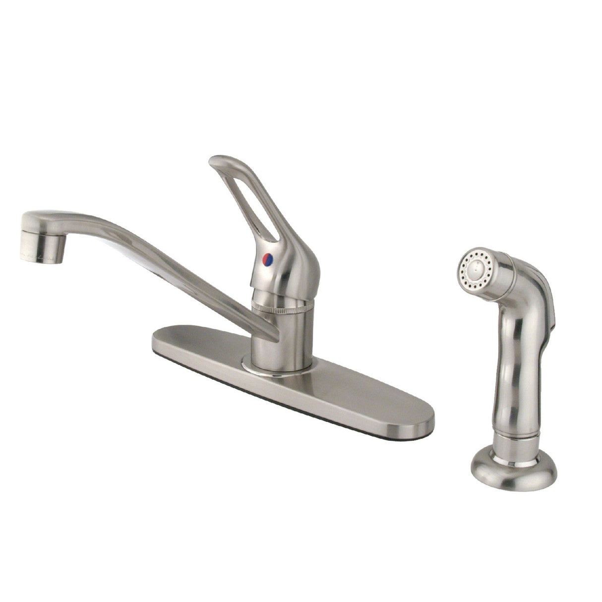 Wyndham FB562SNSP Single-Handle 2-or-4 Hole Deck Mount 8" Centerset Kitchen Faucet with Side Sprayer, Brushed Nickel